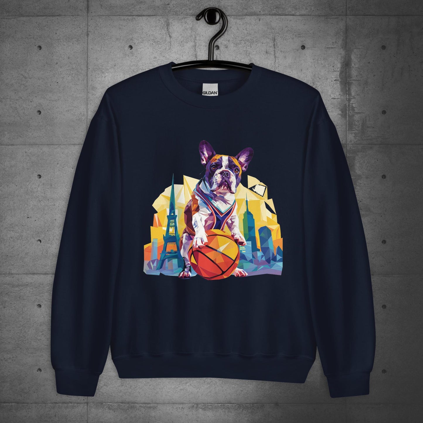 French Bulldog Hoops Hound in the City Unisex Sweater, - Frenchie Emporium