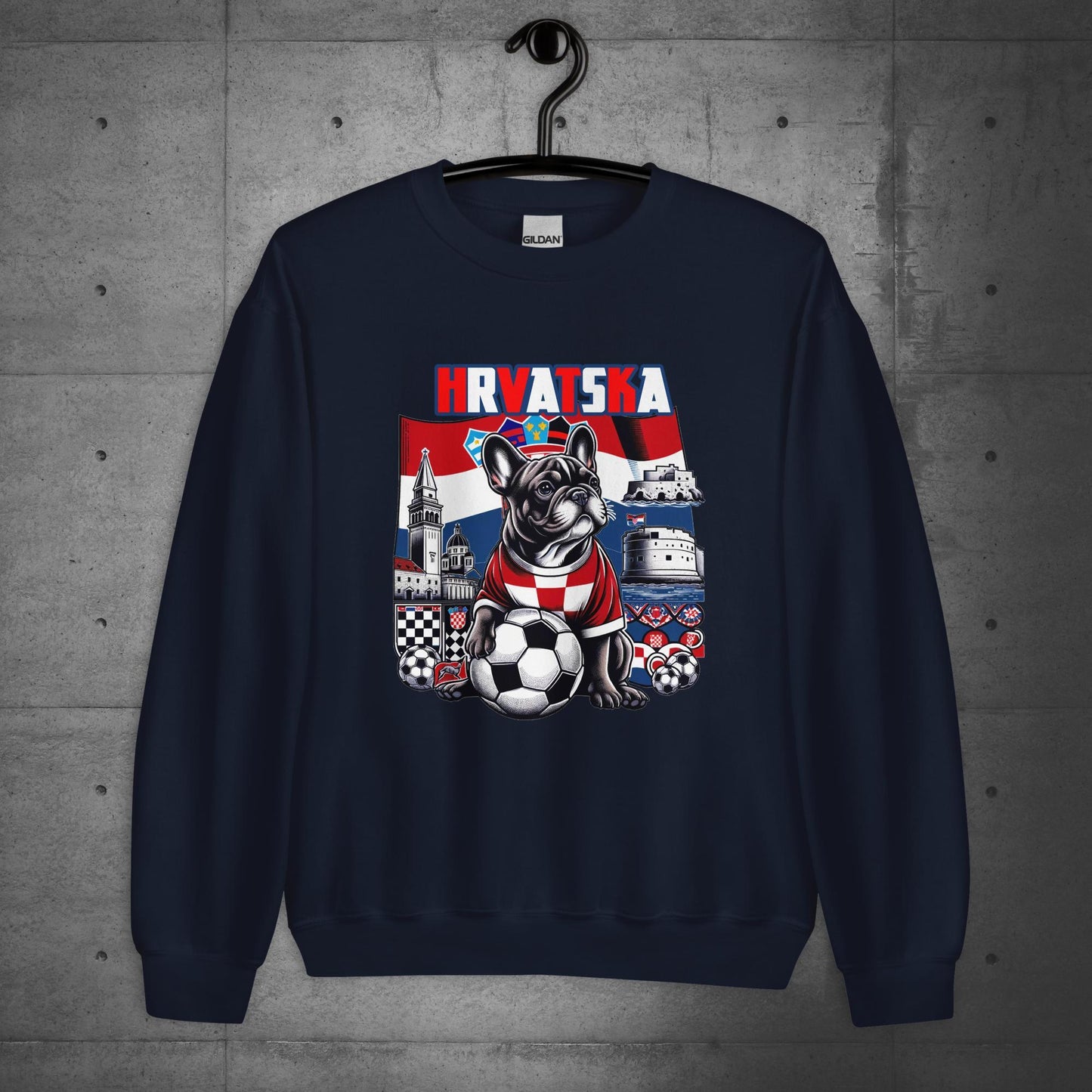 Frenchie Croatia -Hrvatska Football Fan Unisex Sweater - Frenchie Emporium