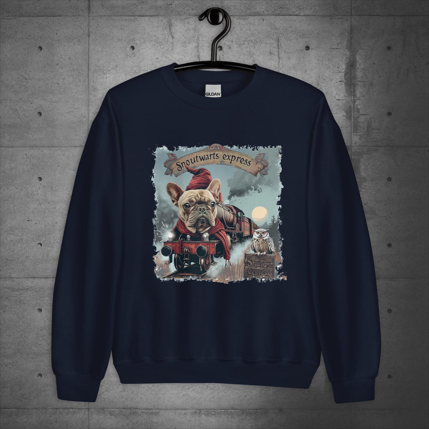 Unisex French Bulldog "Snoutwarts Express" Sweater/Sweatshirt - Frenchie Emporium