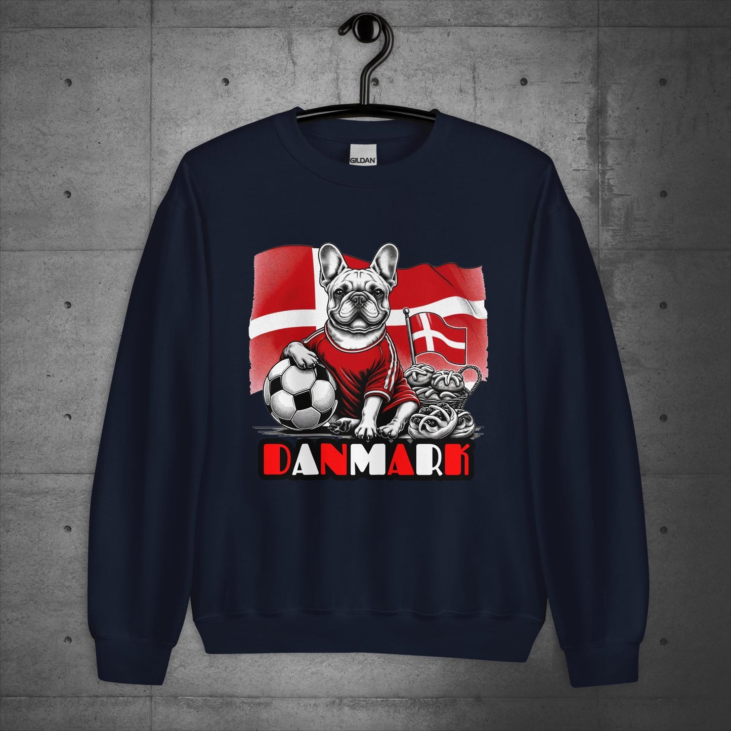 Frenchie Danmark Football Fan - Unisex Sweater / Sweatshirt - Frenchie Emporium