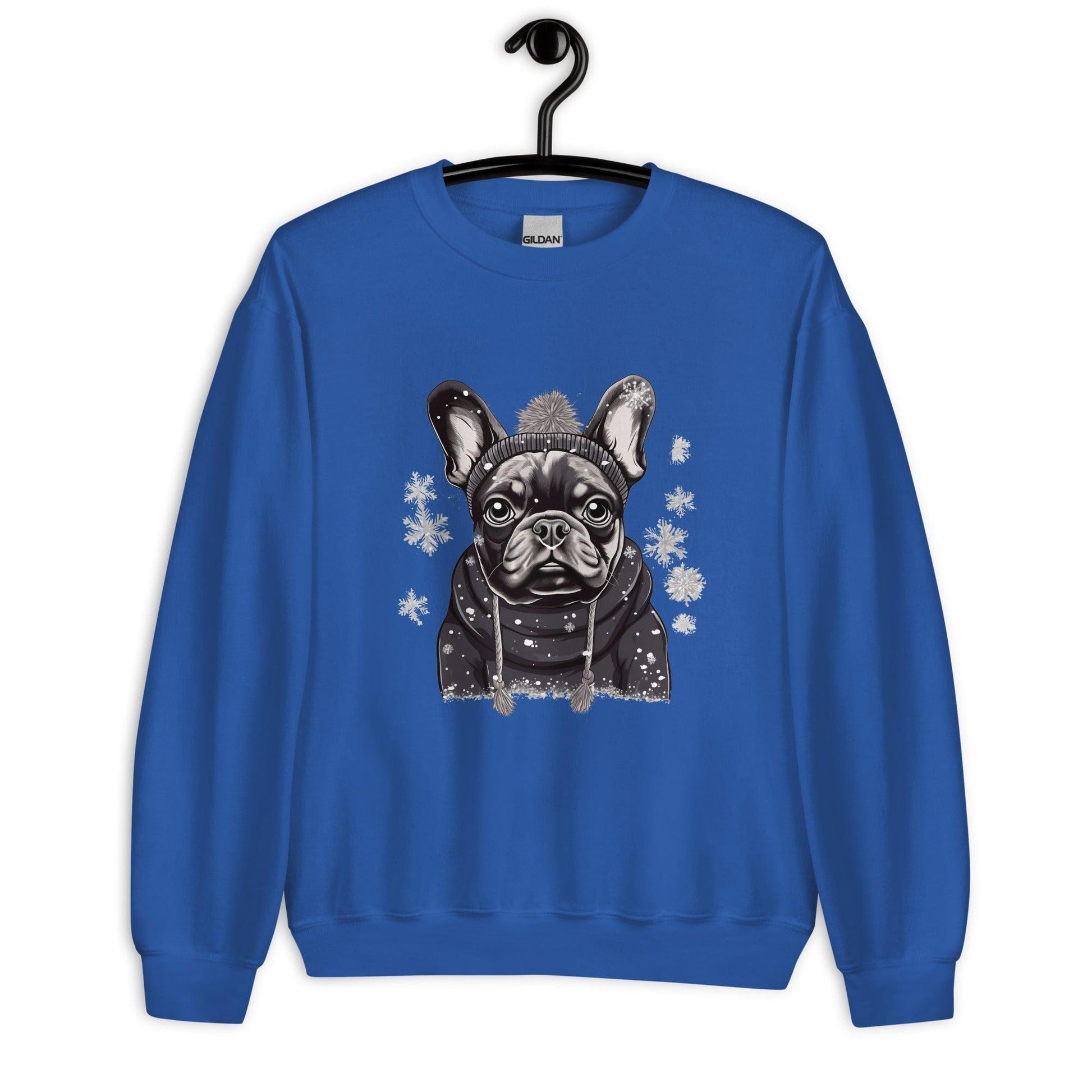"Snowflake Serenity Frenchie" - Unisex Sweatshirt - Frenchie Emporium