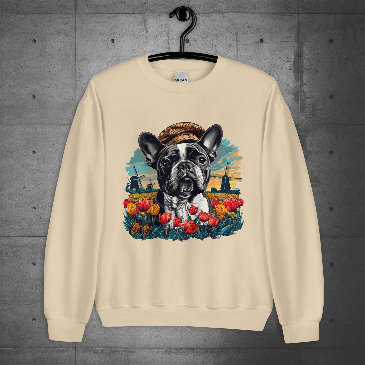 Tulip Field Frenchie - Unisex Sweater/Sweatshirt - Frenchie Emporium