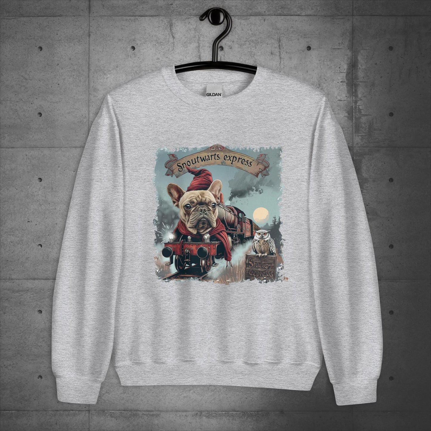 Unisex French Bulldog "Snoutwarts Express" Sweater/Sweatshirt - Frenchie Emporium