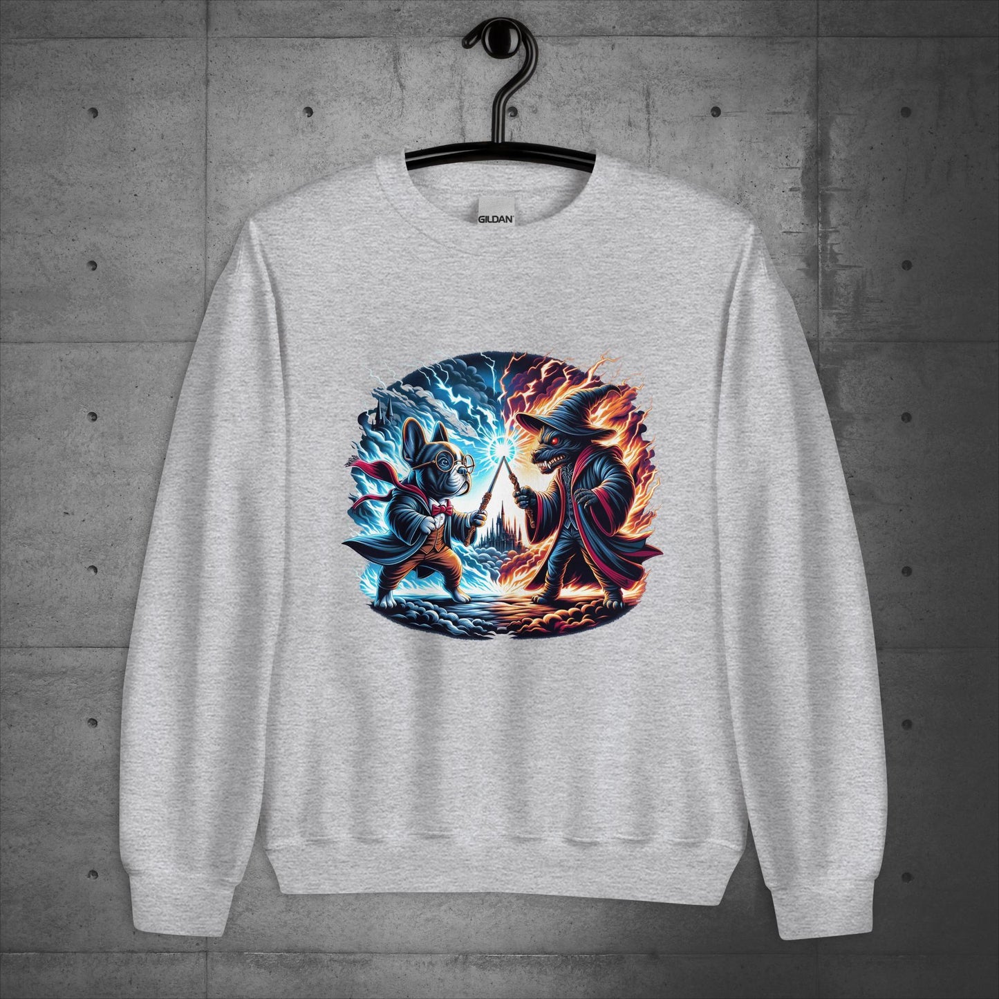 Unisex French Bulldog "Wizarding Duel" Sweater/Sweatshirt - Frenchie Emporium