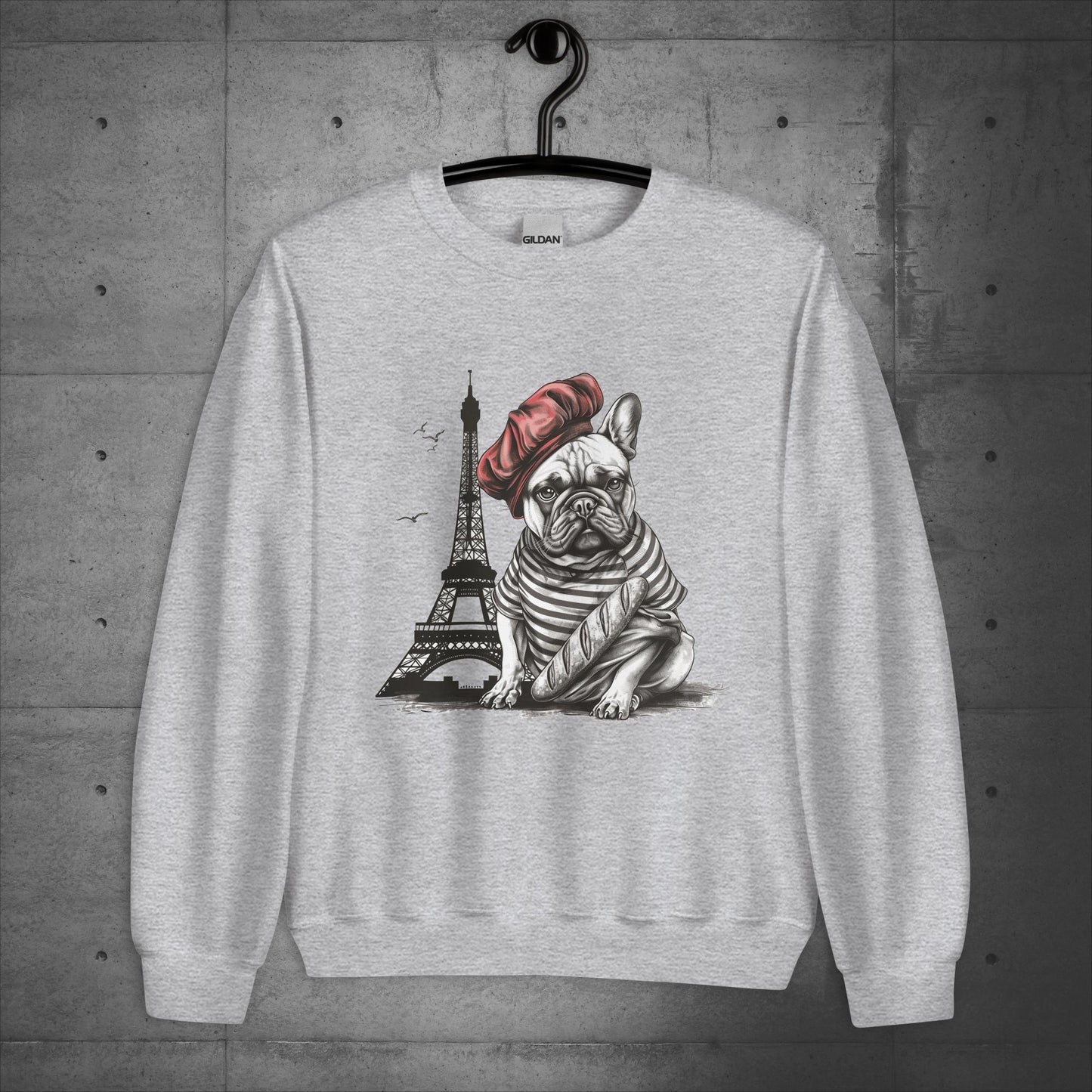 Unisex French Bulldog at the Eiffel Tower Sweater/Sweatshirt - Frenchie Emporium