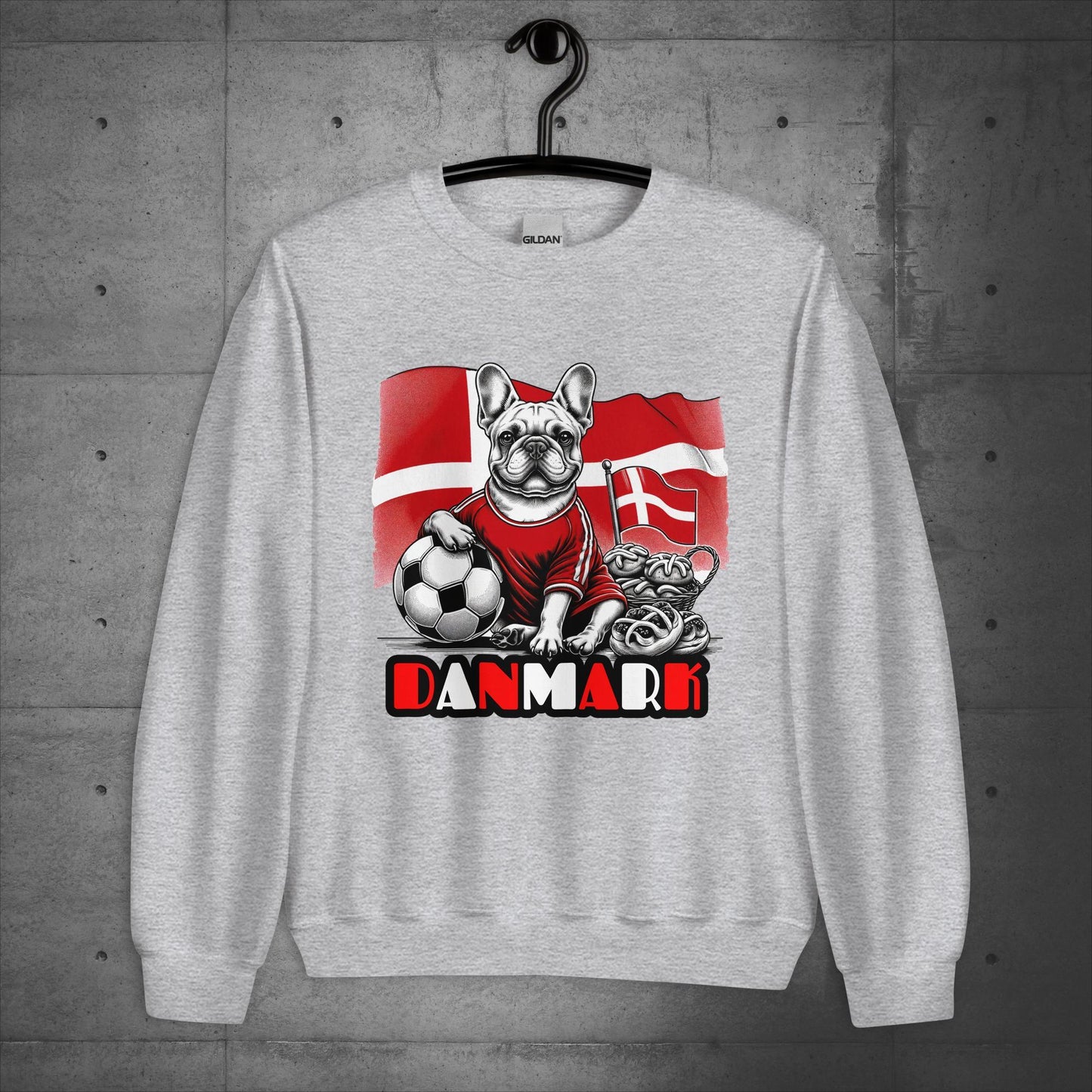 Frenchie Danmark Football Fan - Unisex Sweater / Sweatshirt - Frenchie Emporium
