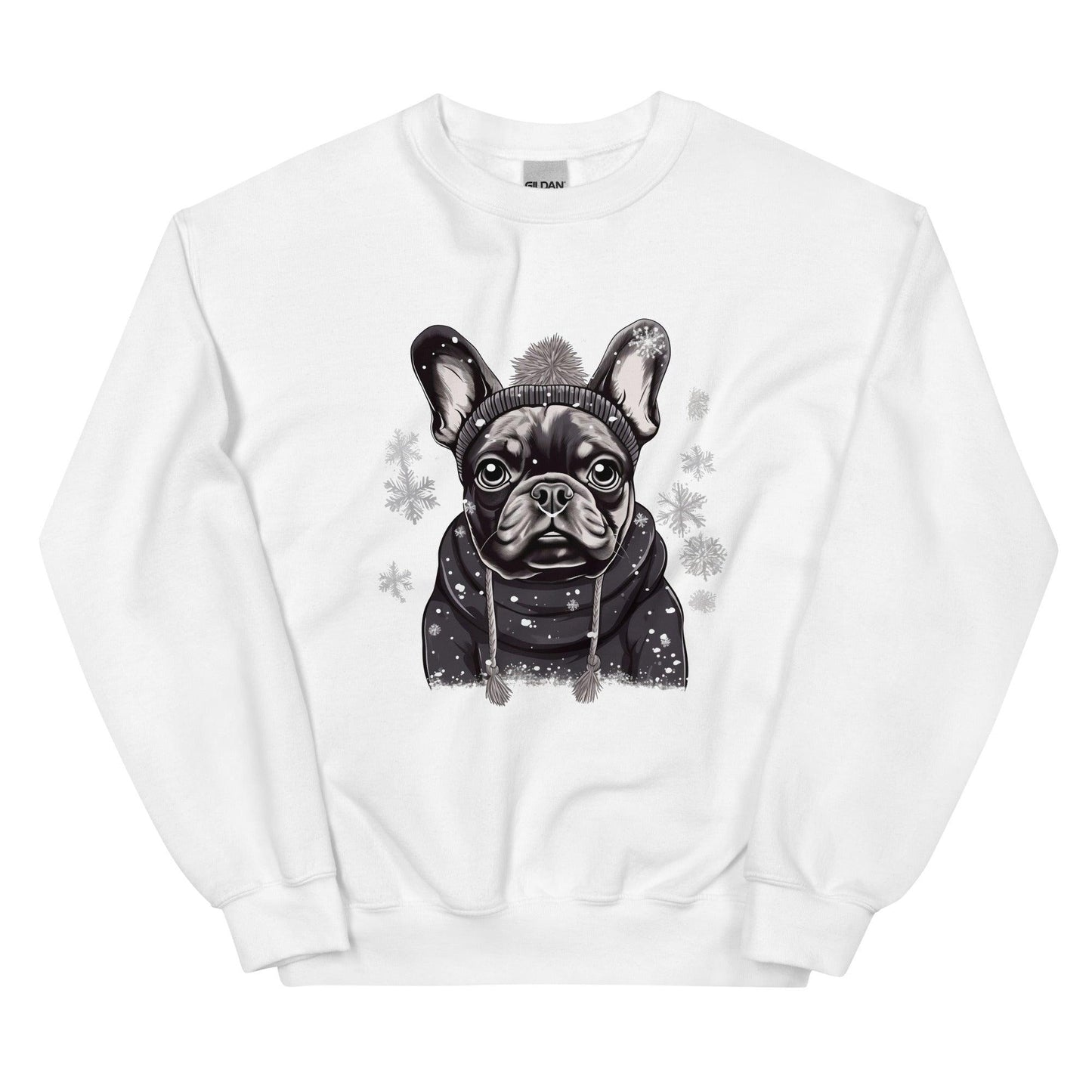 "Snowflake Serenity Frenchie" - Unisex Sweatshirt - Frenchie Emporium