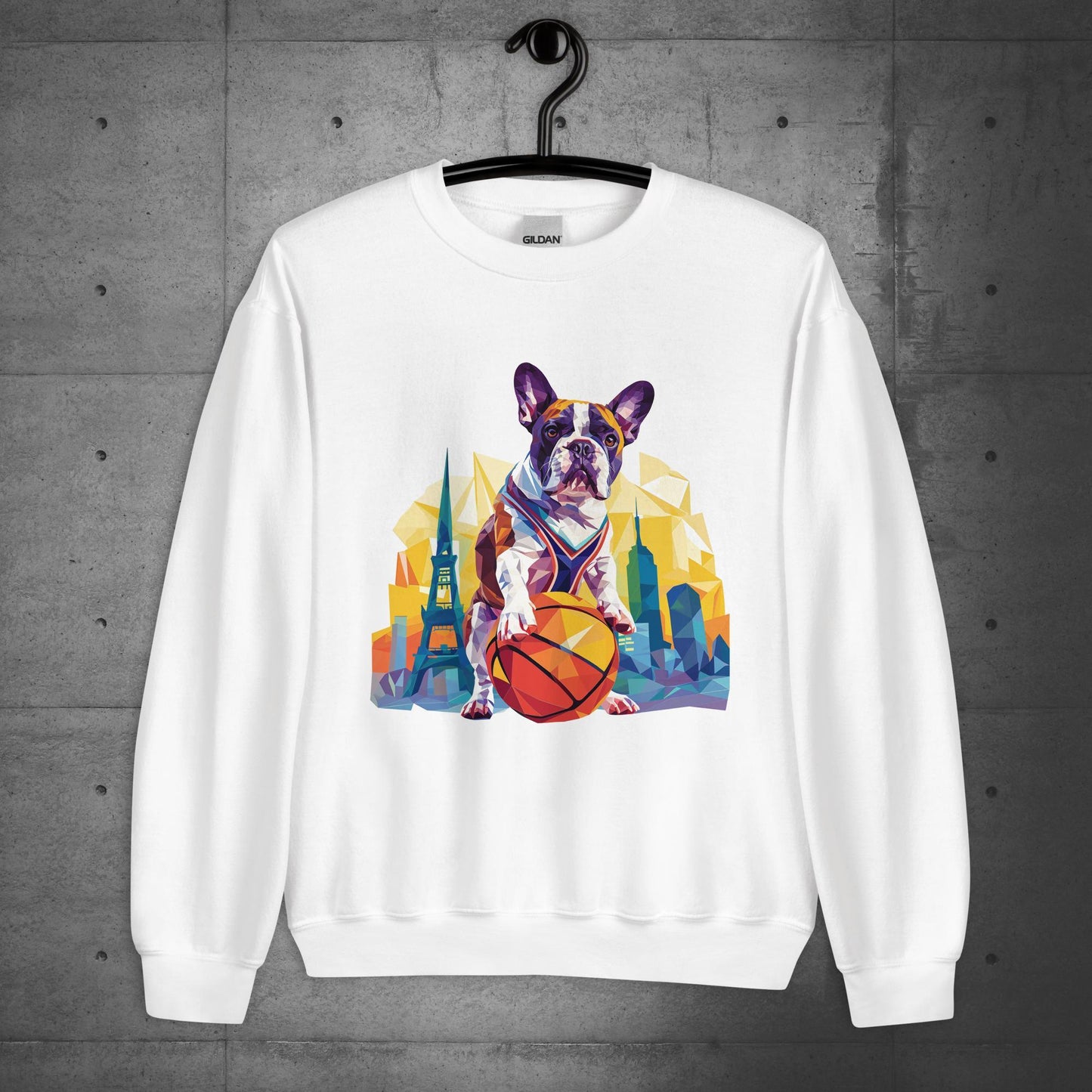 French Bulldog Hoops Hound in the City Unisex Sweater, - Frenchie Emporium