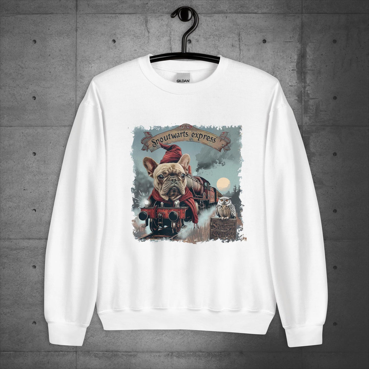 Unisex French Bulldog "Snoutwarts Express" Sweater/Sweatshirt - Frenchie Emporium