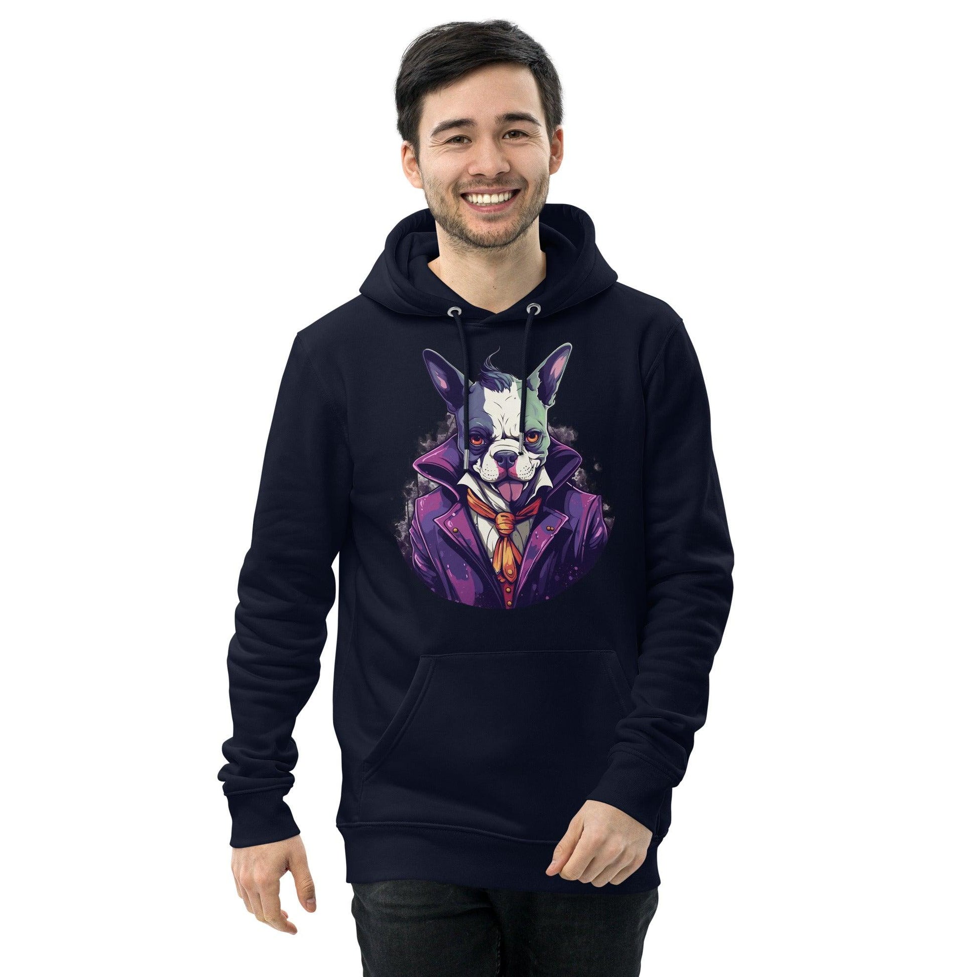 Frenchie Joker Villainous Unisex essential eco Hoodie - Frenchie Emporium