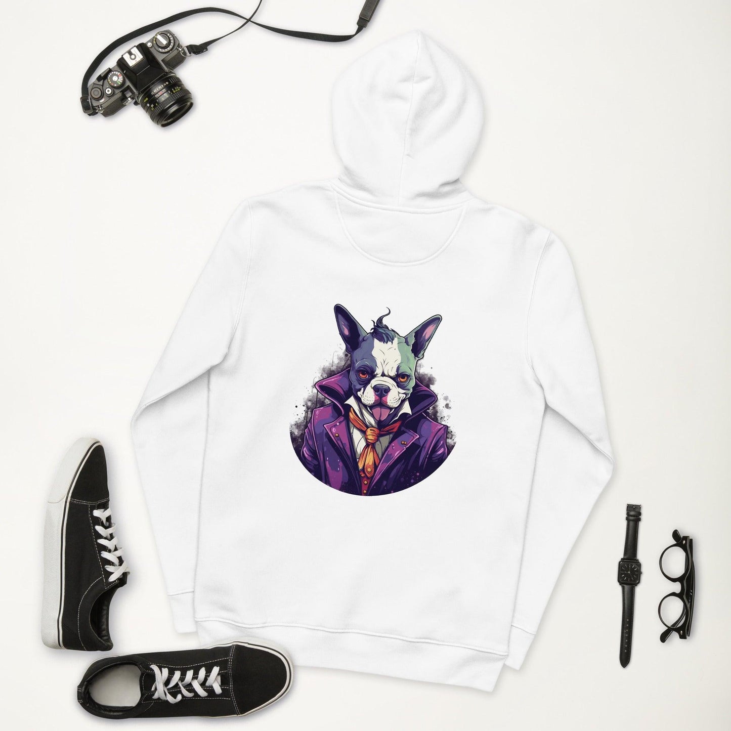 Frenchie Joker Villainous Unisex essential eco Hoodie - Frenchie Emporium