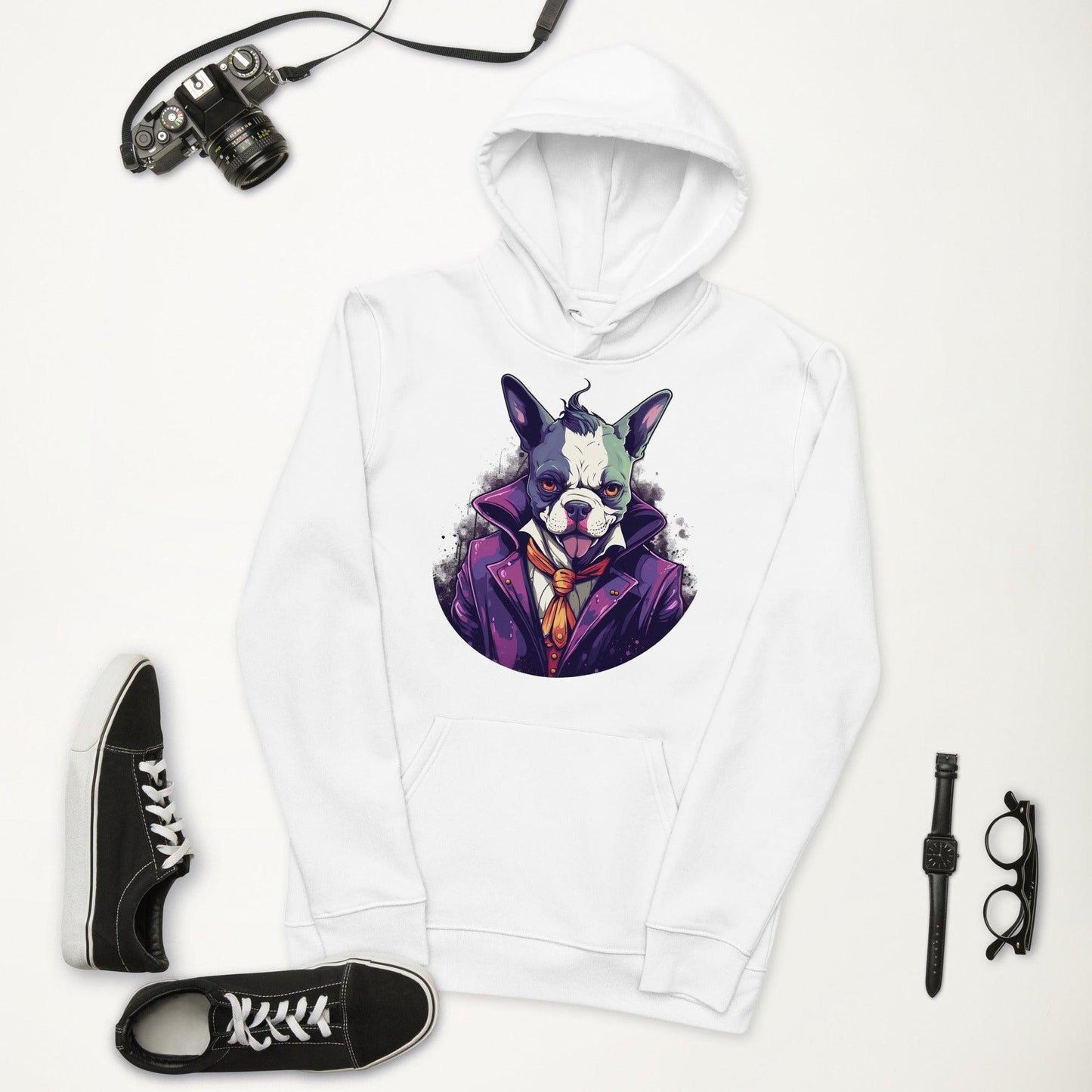 Frenchie Joker Villainous Unisex essential eco Hoodie - Frenchie Emporium