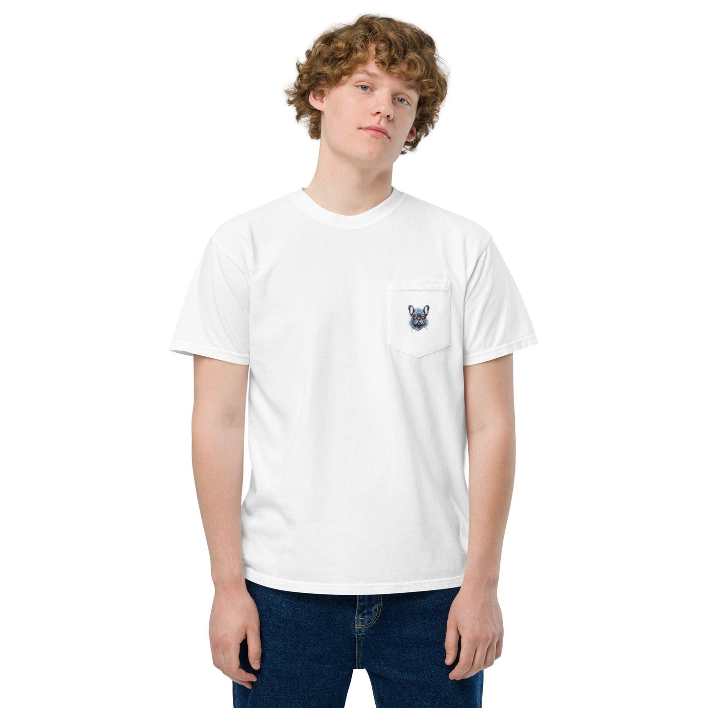 Hipster Frenchie- Unisex Pocket T-Shirt - Frenchie Emporium