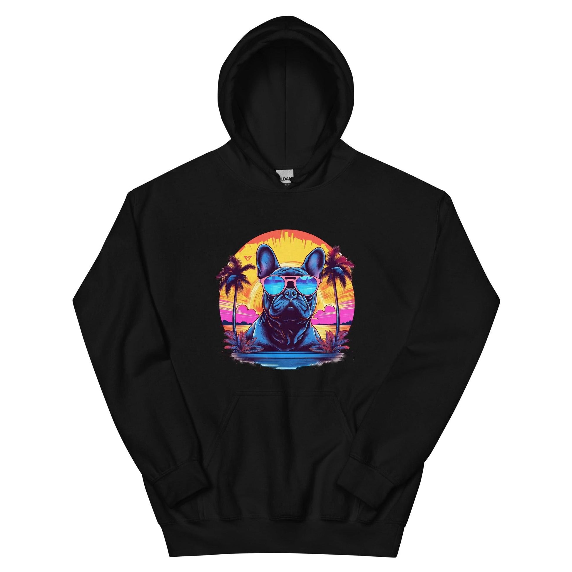 French Bulldog "Neon Sunset Serenity" - Unisex Hoodie - Frenchie Emporium
