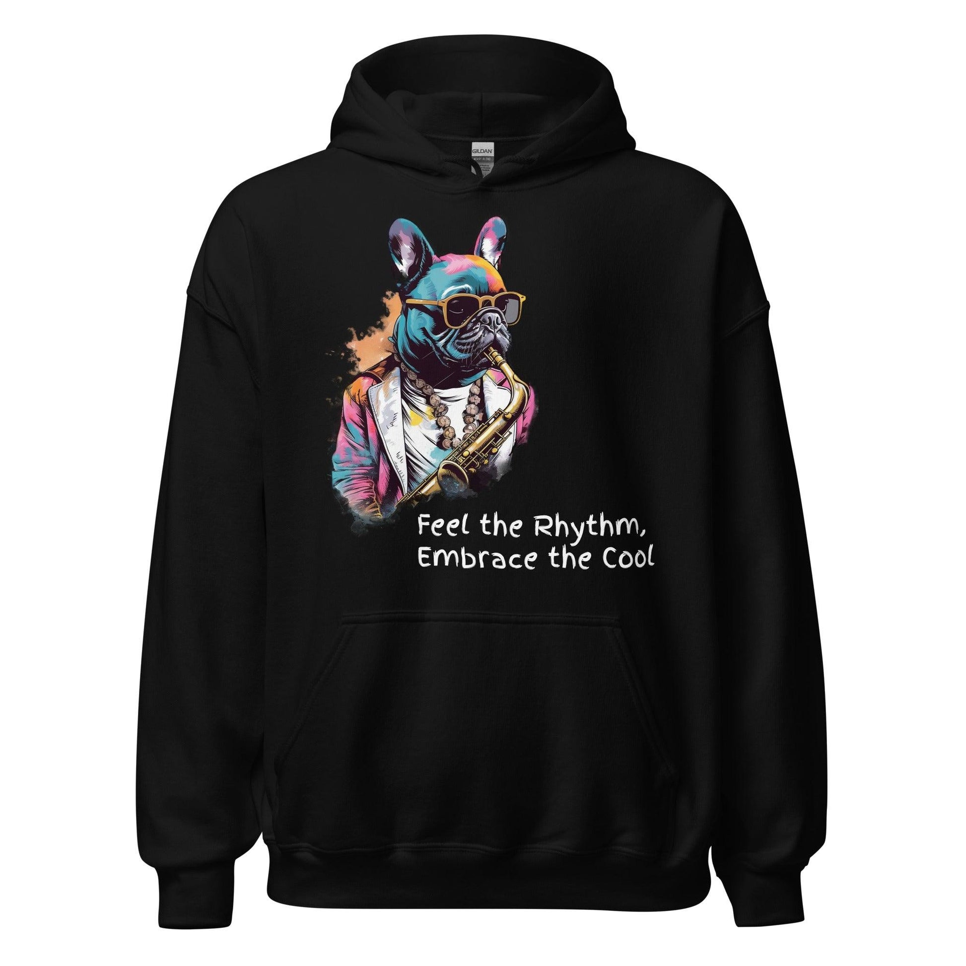 Jazzy Frenchie Saxophonist Unisex Hoodie - Frenchie Emporium