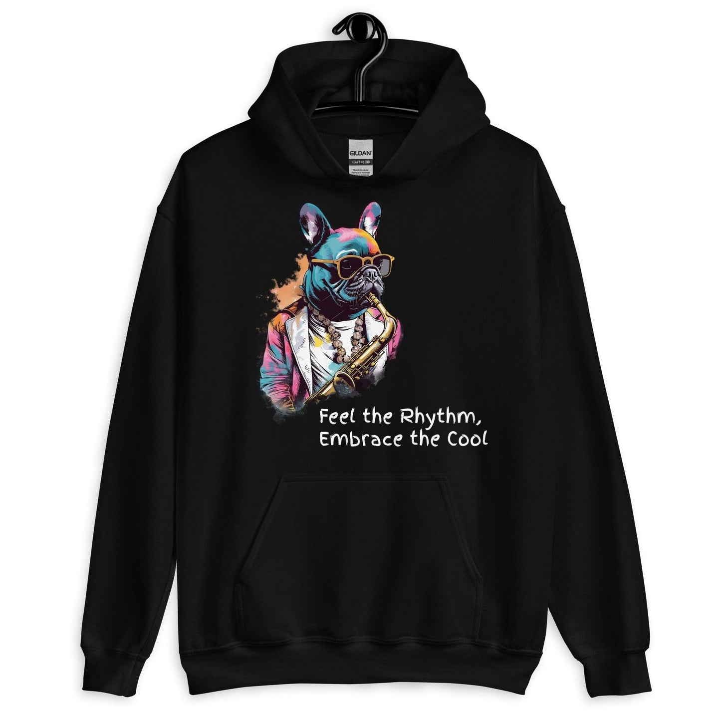 Jazzy Frenchie Saxophonist Unisex Hoodie - Frenchie Emporium