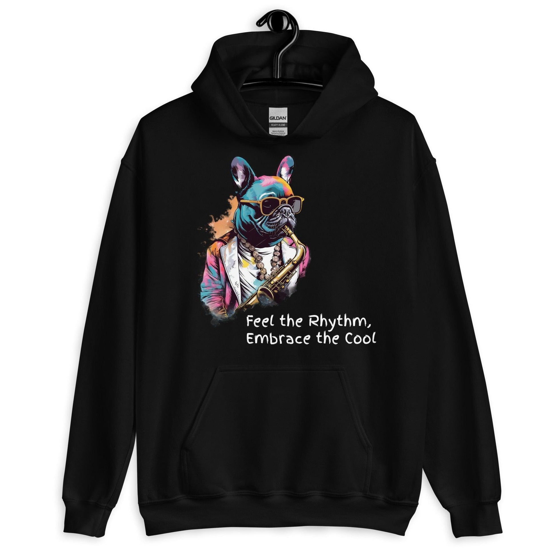 Jazzy Frenchie Saxophonist Unisex Hoodie - Frenchie Emporium