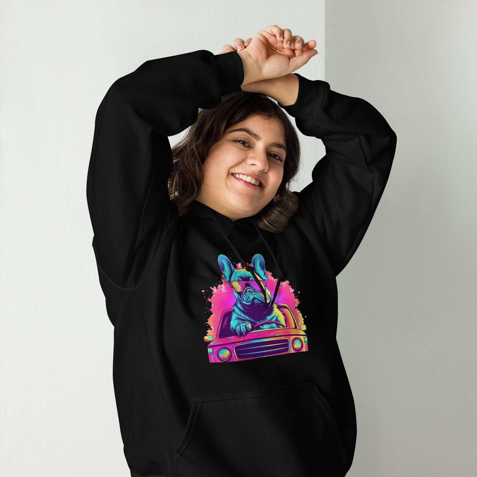 "Cruisin' Canines: French Bulldog on Wheels" - Unisex Hoodie - Frenchie Emporium