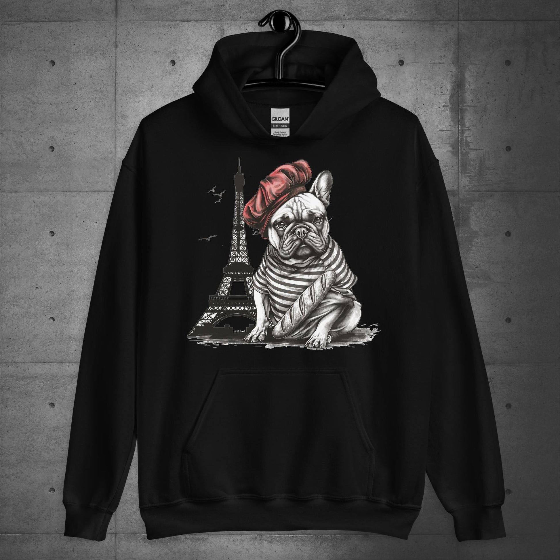 Unisex Frenchie at the Eiffel Tower Hoodie - Frenchie Emporium