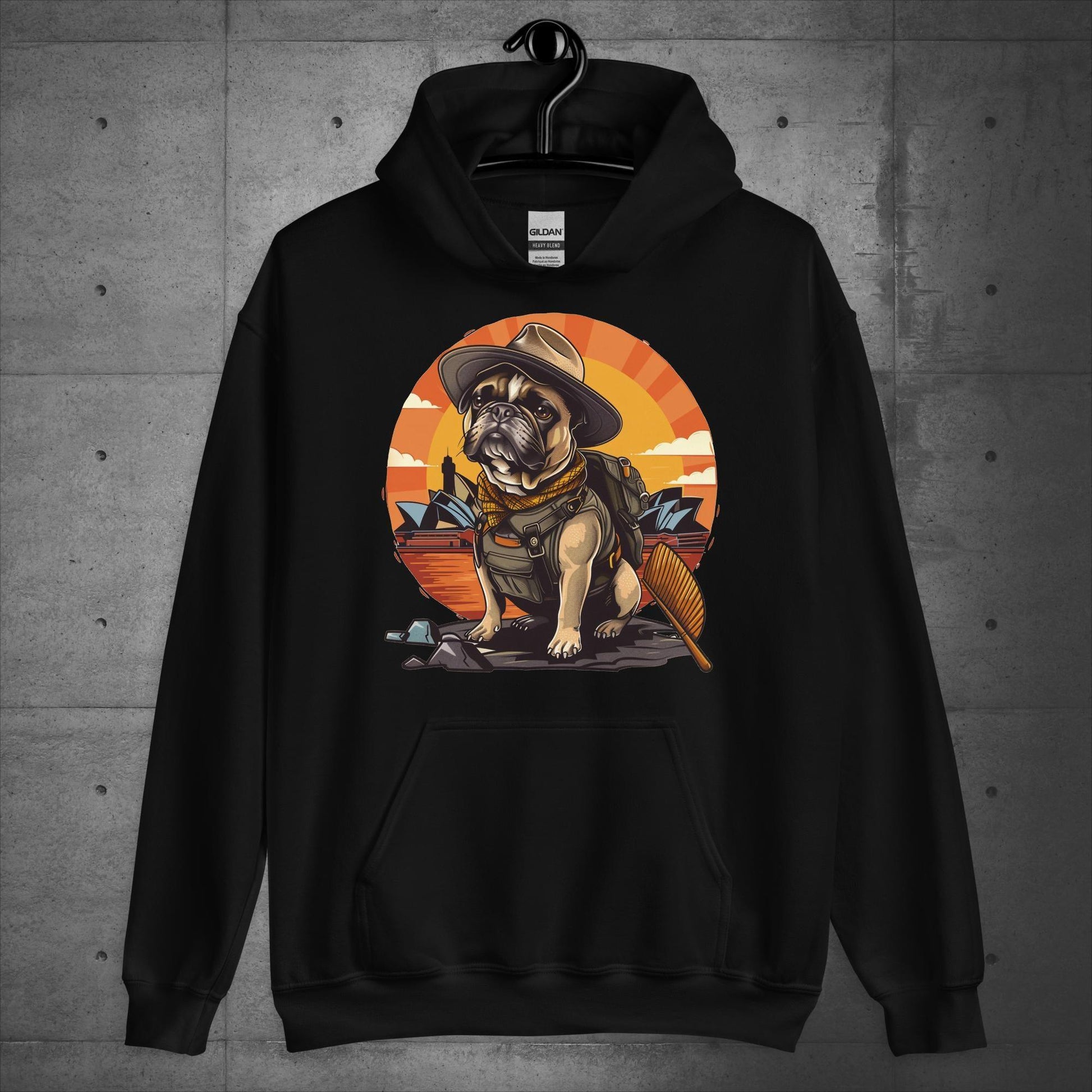 Explorer Frenchie Down Under - Unisex Hoodie - Frenchie Emporium