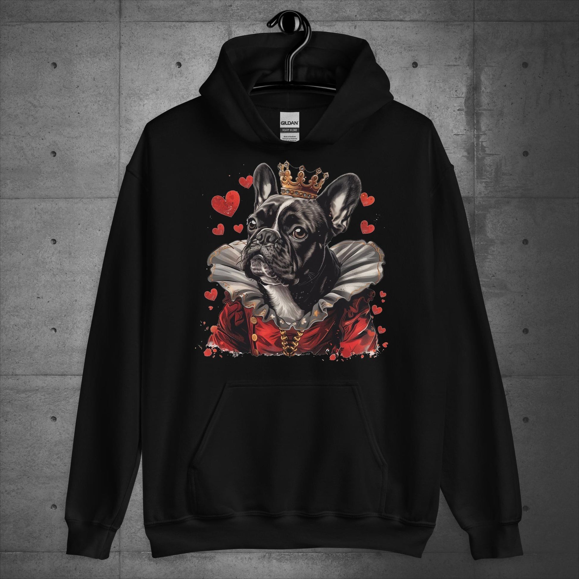 Queen of Hearts Frenchie Alice in Wonderland- Unisex Hoodie - Frenchie Emporium