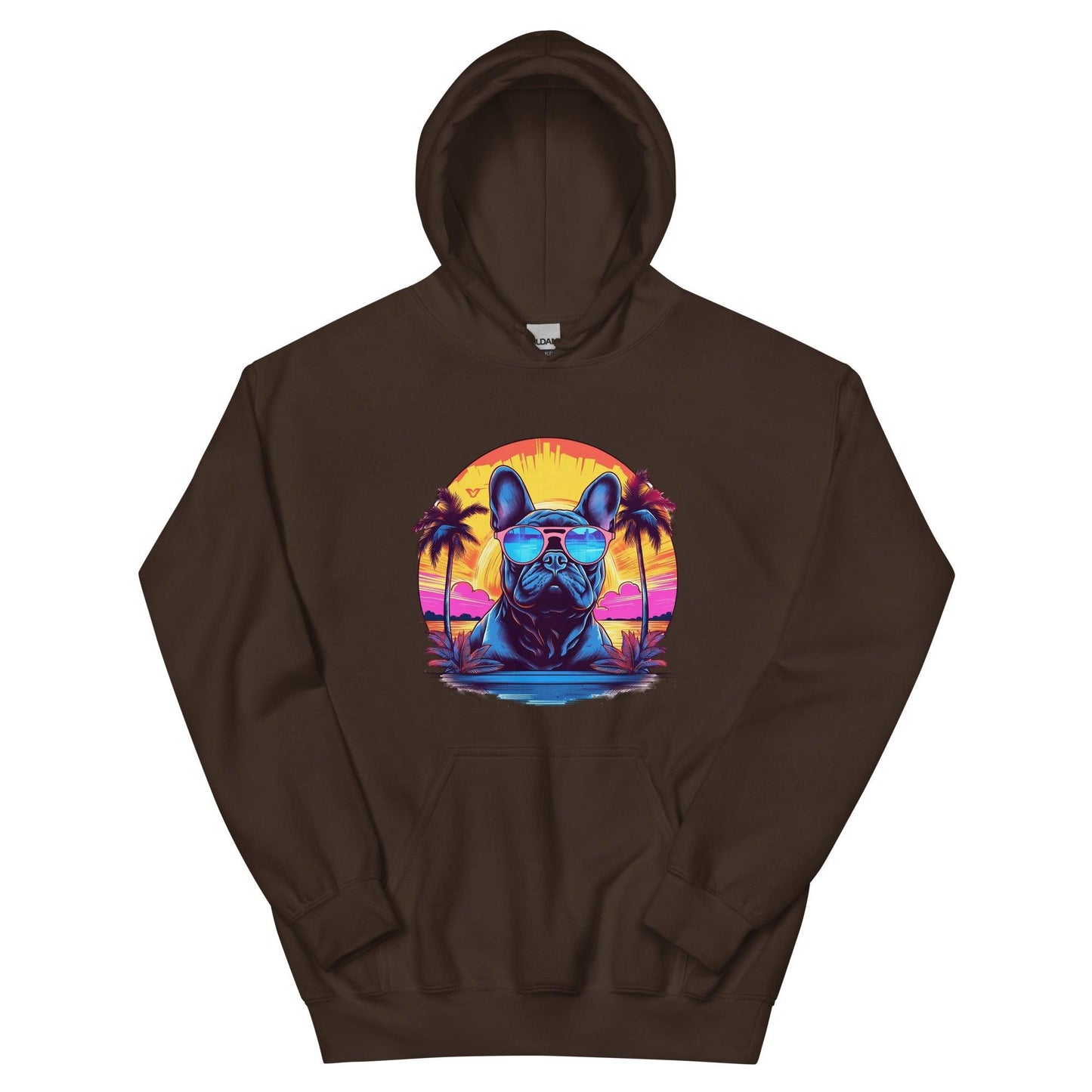 French Bulldog "Neon Sunset Serenity" - Unisex Hoodie - Frenchie Emporium