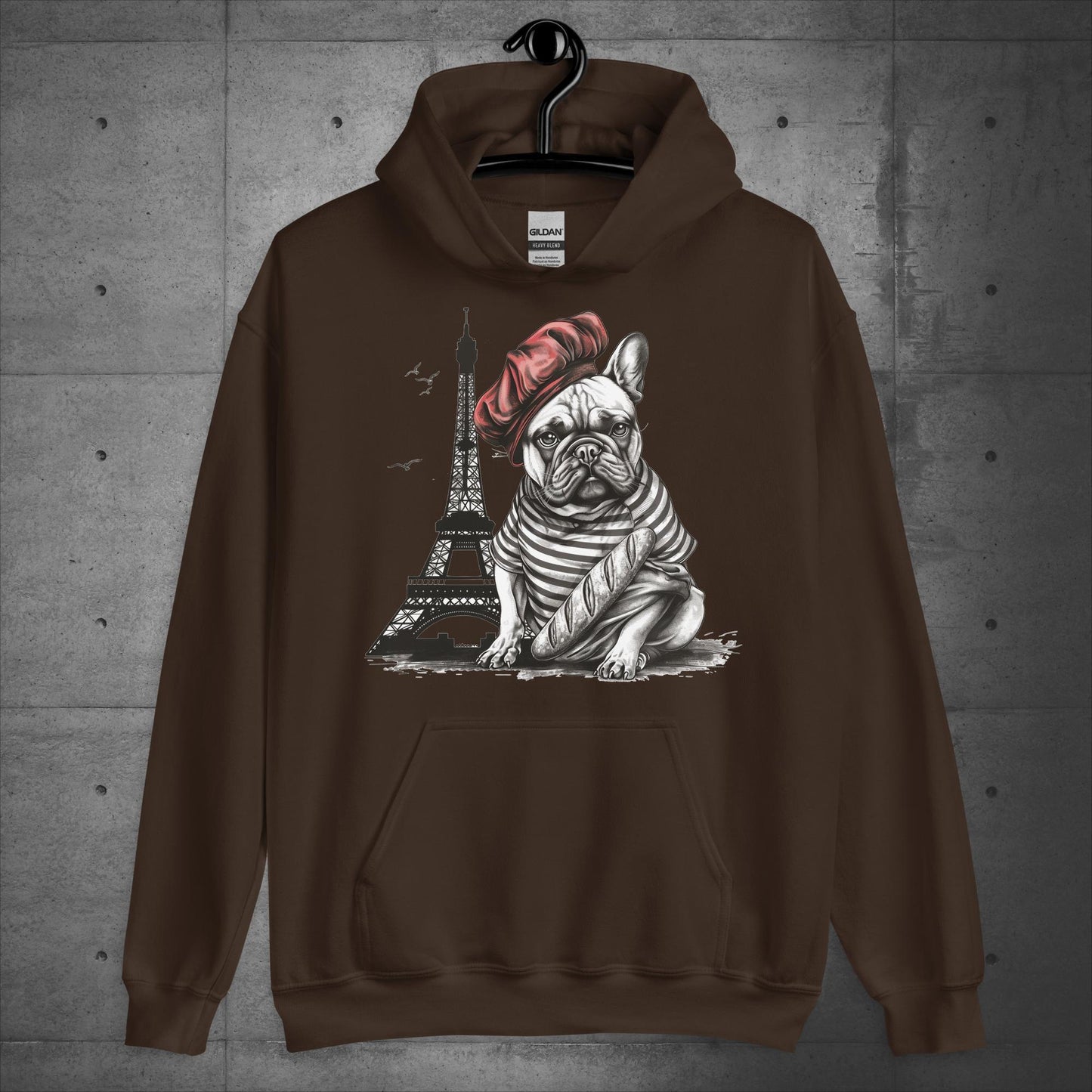 Unisex Frenchie at the Eiffel Tower Hoodie - Frenchie Emporium