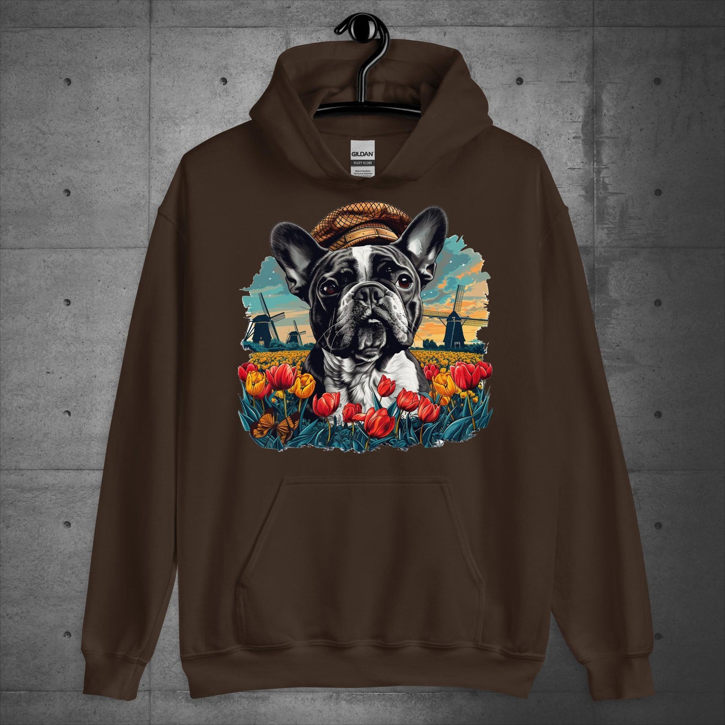 Frenchie idyllic Tulip Field - Unisex Hoodie - Frenchie Emporium