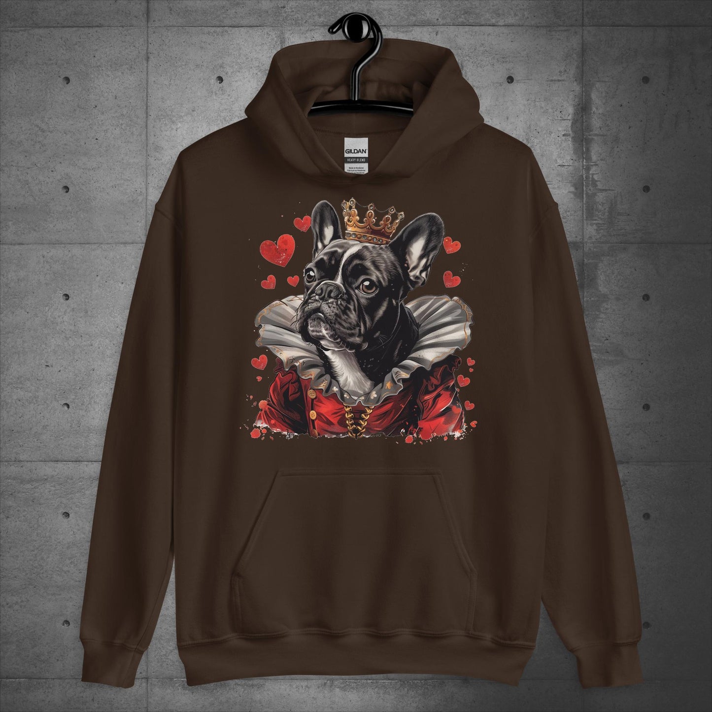 Queen of Hearts Frenchie Alice in Wonderland- Unisex Hoodie - Frenchie Emporium