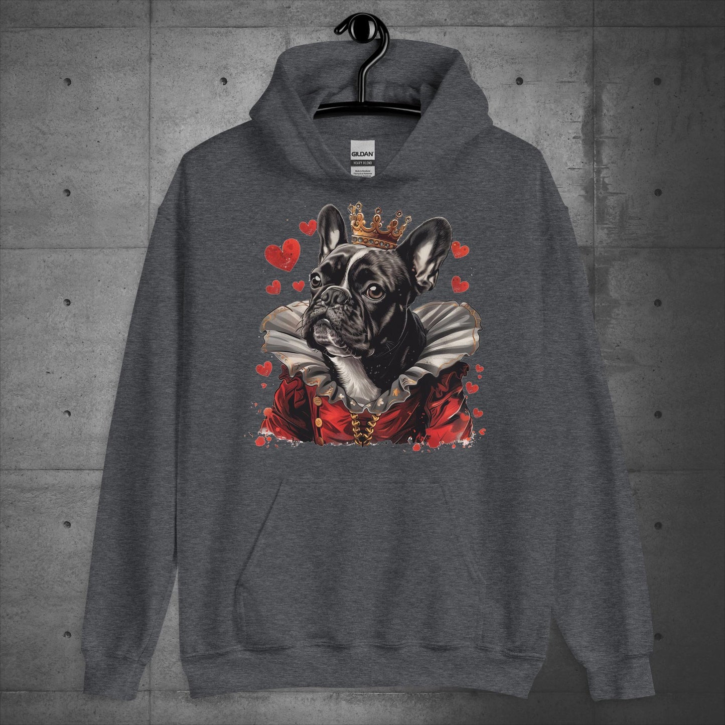 Queen of Hearts Frenchie Alice in Wonderland- Unisex Hoodie - Frenchie Emporium