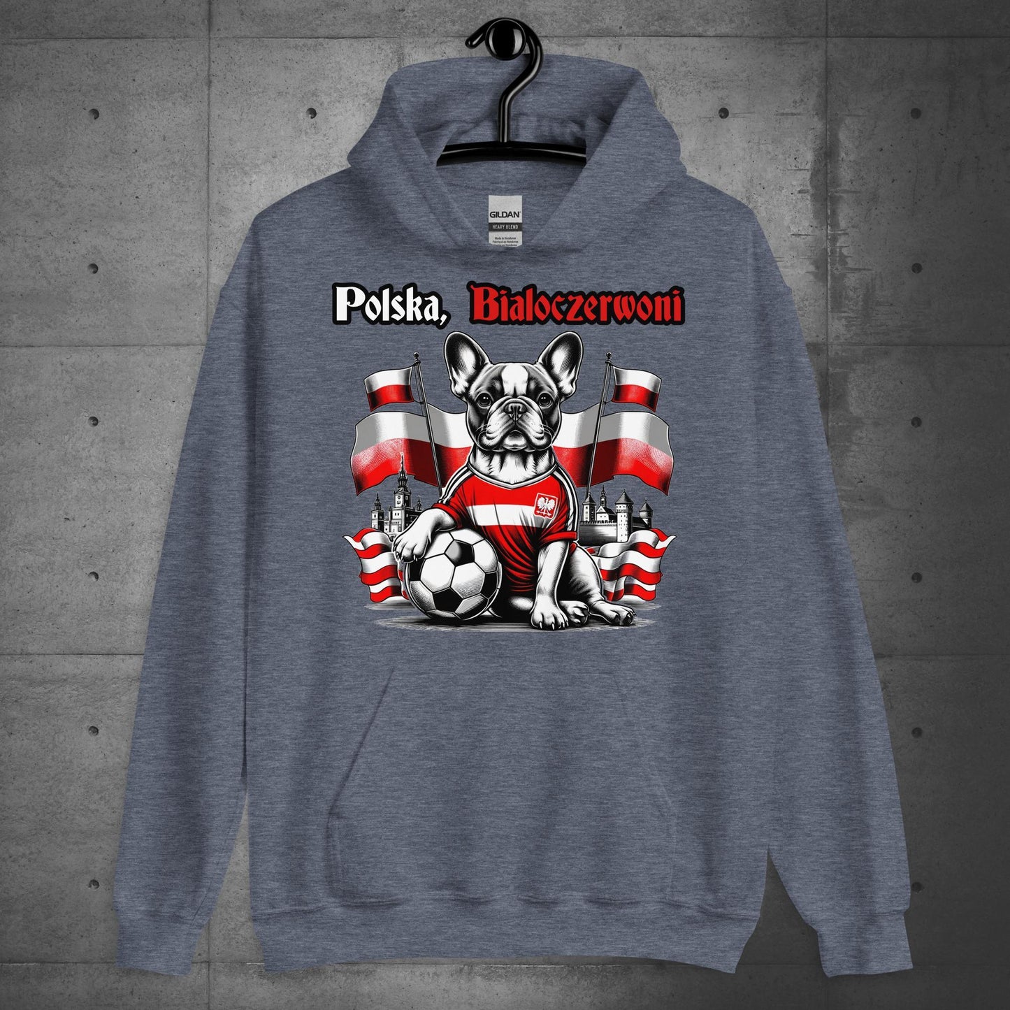 Frenchie Polish Football Unisex Hoodie- Polska Bialoczerwoni - Frenchie Emporium