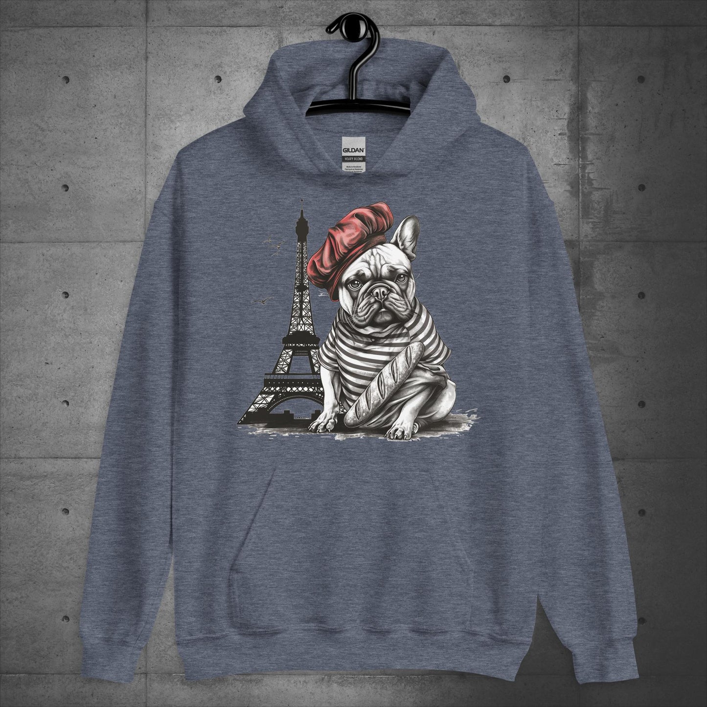 Unisex Frenchie at the Eiffel Tower Hoodie - Frenchie Emporium