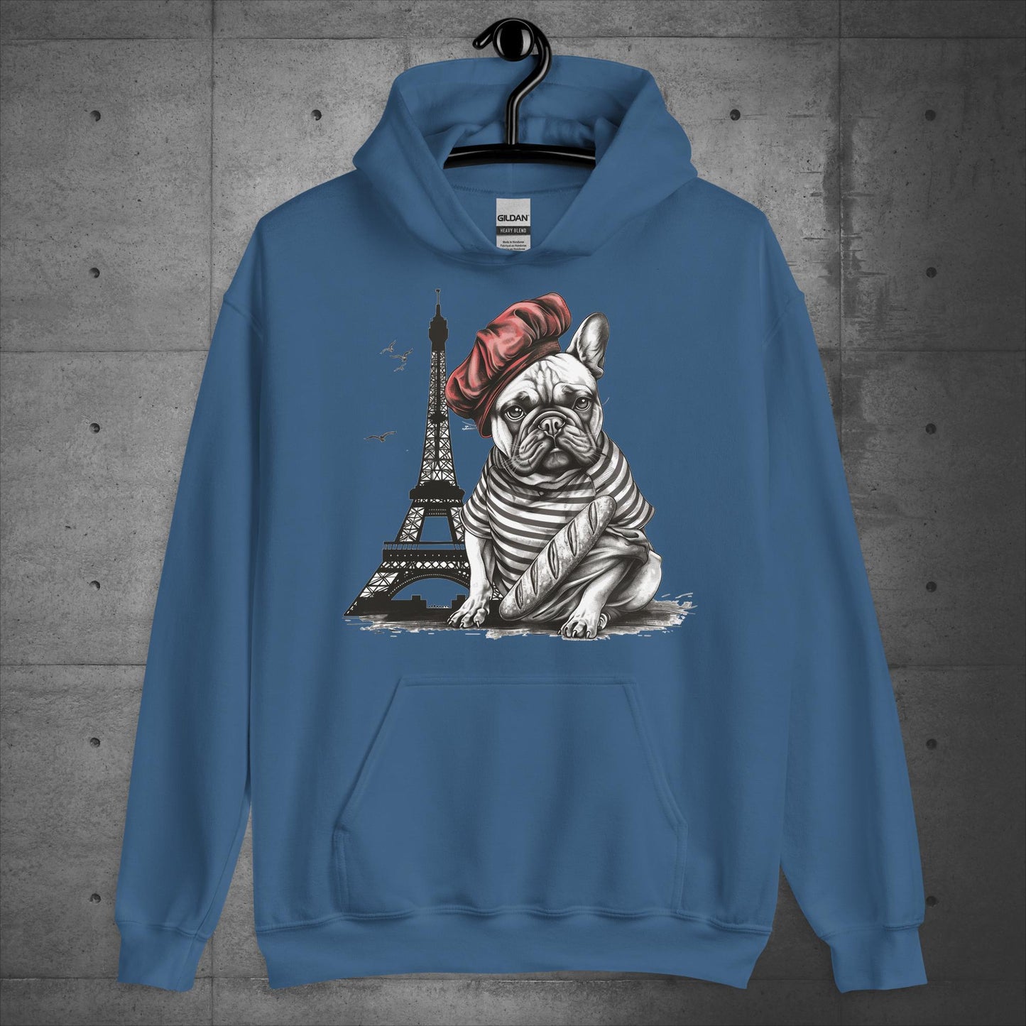 Unisex Frenchie at the Eiffel Tower Hoodie - Frenchie Emporium