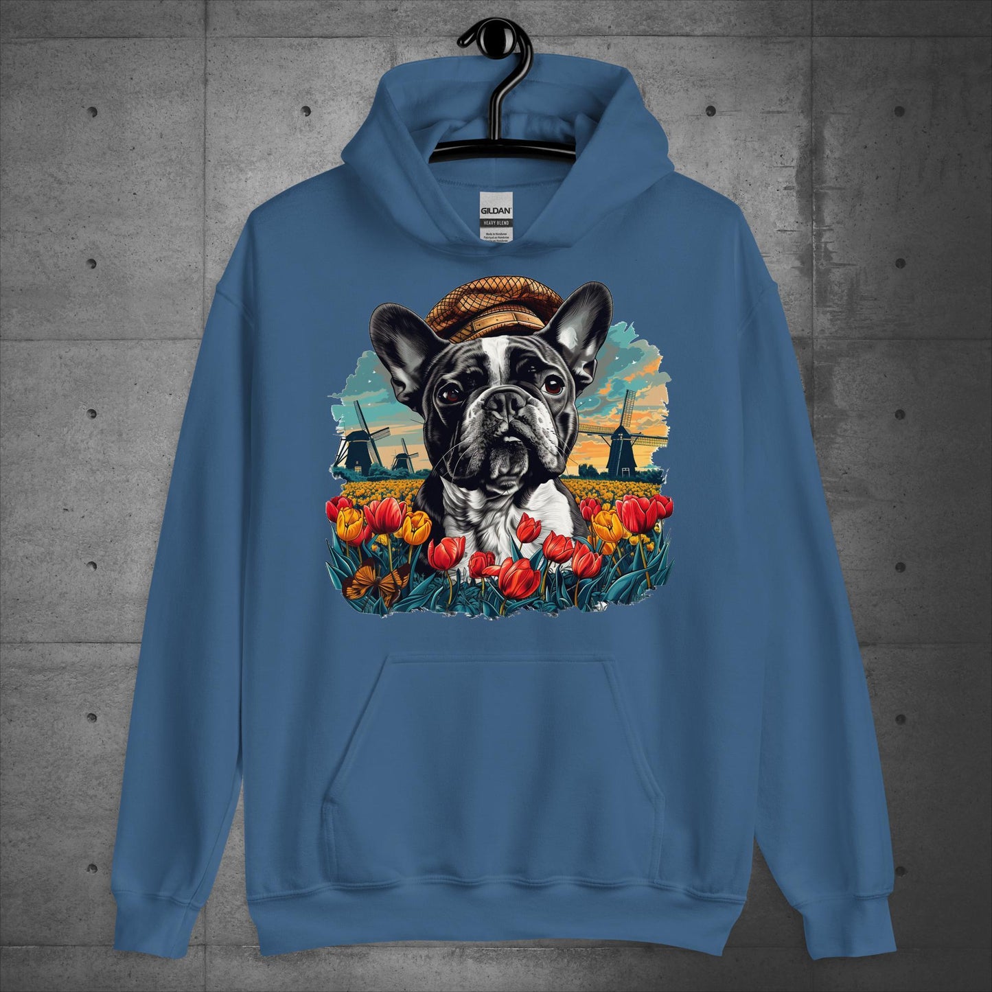 Frenchie idyllic Tulip Field - Unisex Hoodie - Frenchie Emporium