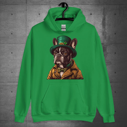 Elegant Frenchie Leprechaun" Unisex Hoodie, - Frenchie Emporium