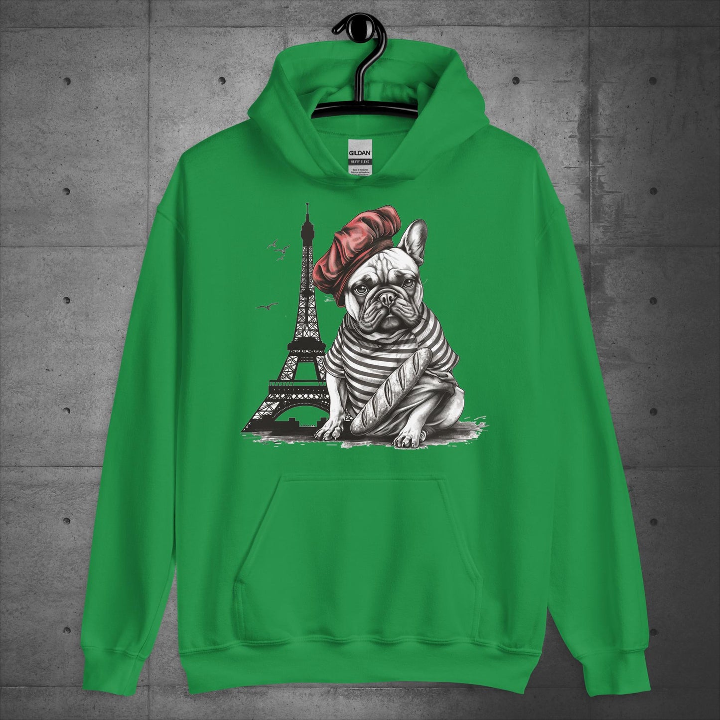 Unisex Frenchie at the Eiffel Tower Hoodie - Frenchie Emporium