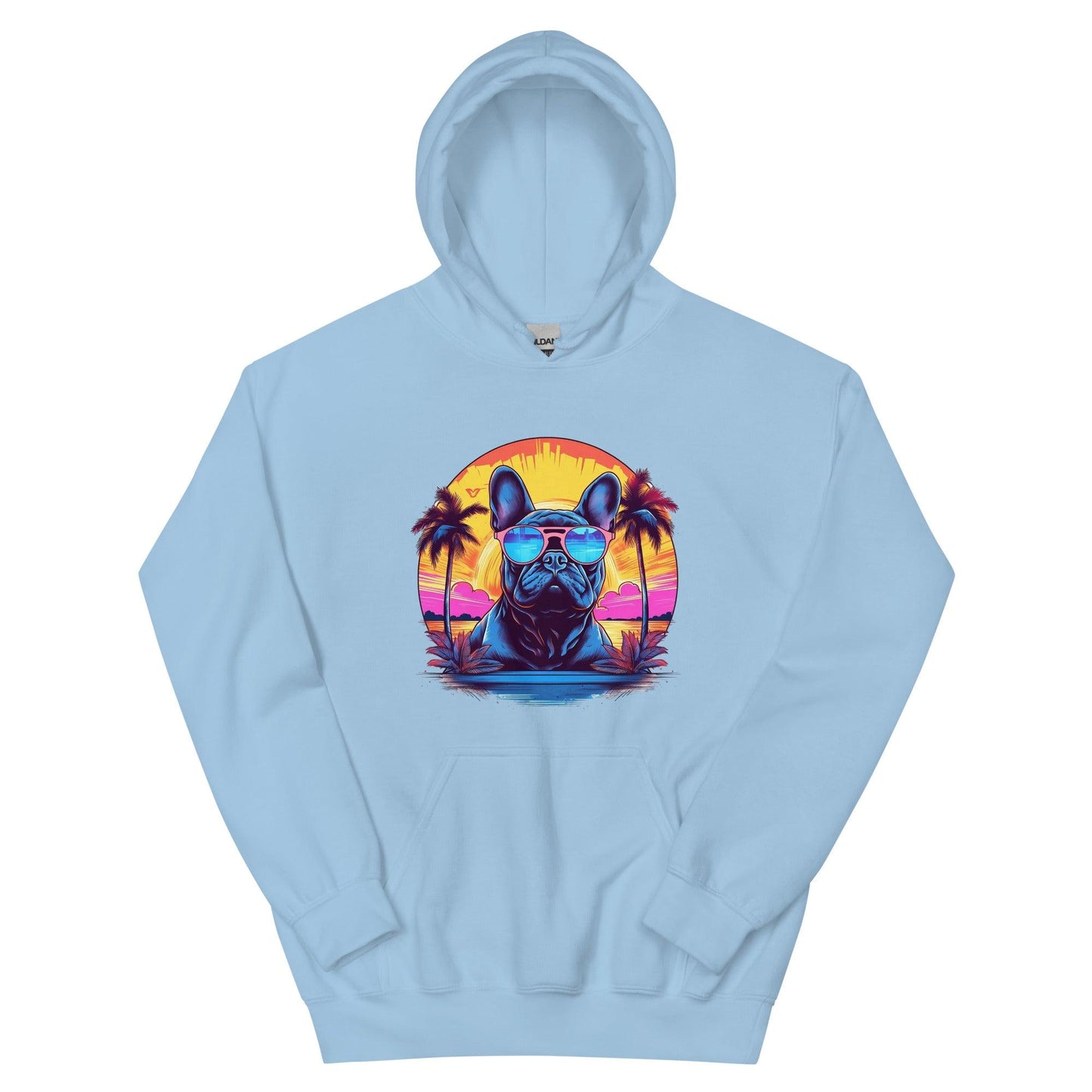 French Bulldog "Neon Sunset Serenity" - Unisex Hoodie - Frenchie Emporium
