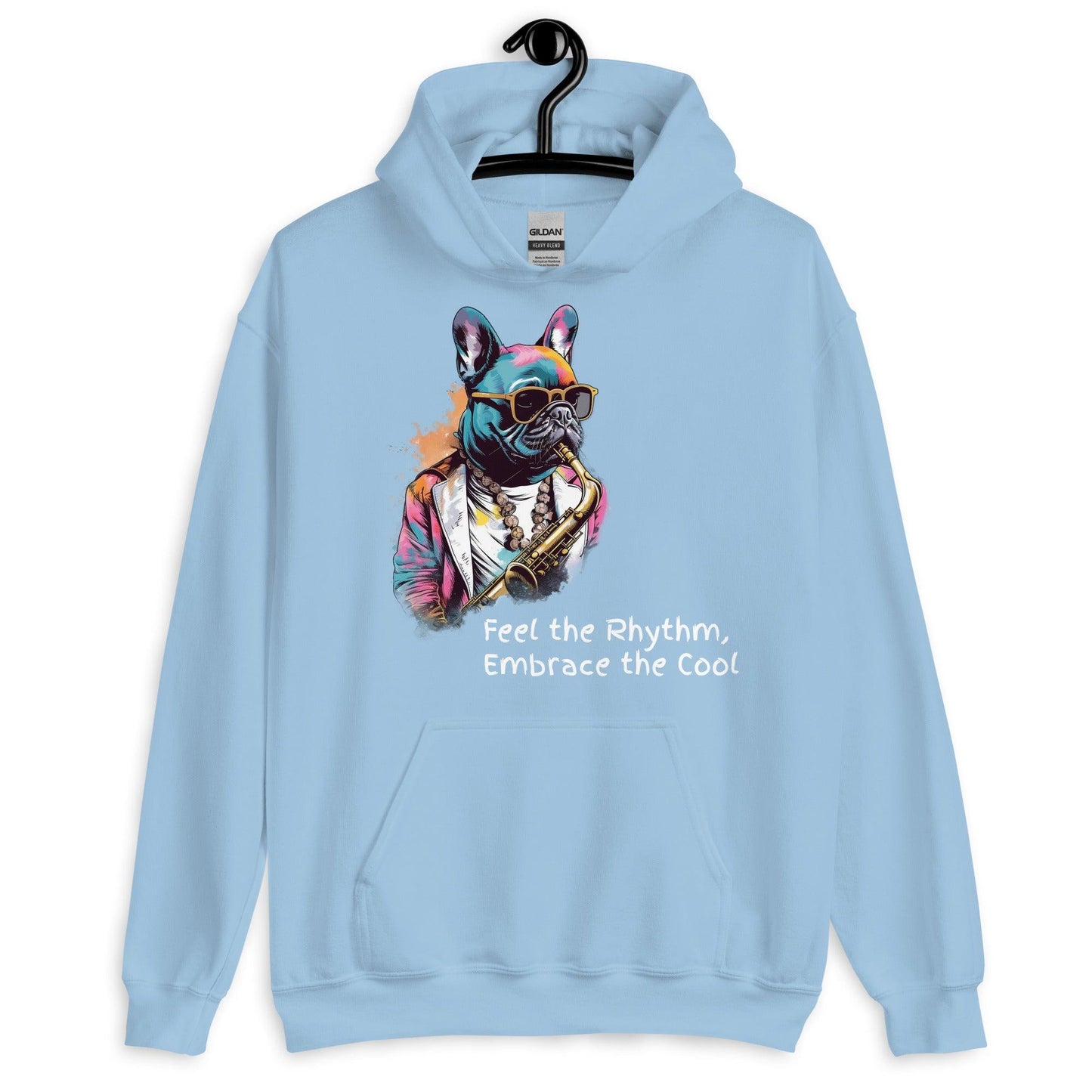 Jazzy Frenchie Saxophonist Unisex Hoodie - Frenchie Emporium