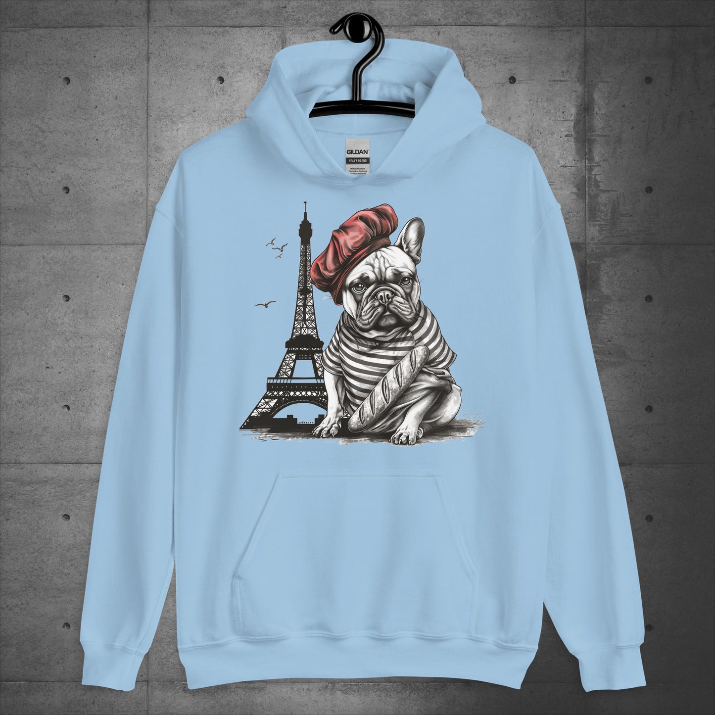 Unisex Frenchie at the Eiffel Tower Hoodie - Frenchie Emporium