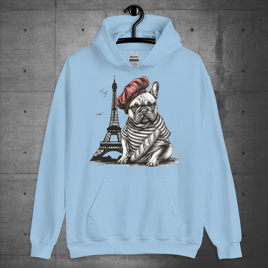 Unisex Frenchie at the Eiffel Tower Hoodie - Frenchie Emporium