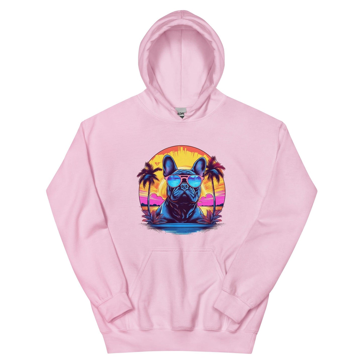 French Bulldog "Neon Sunset Serenity" - Unisex Hoodie - Frenchie Emporium