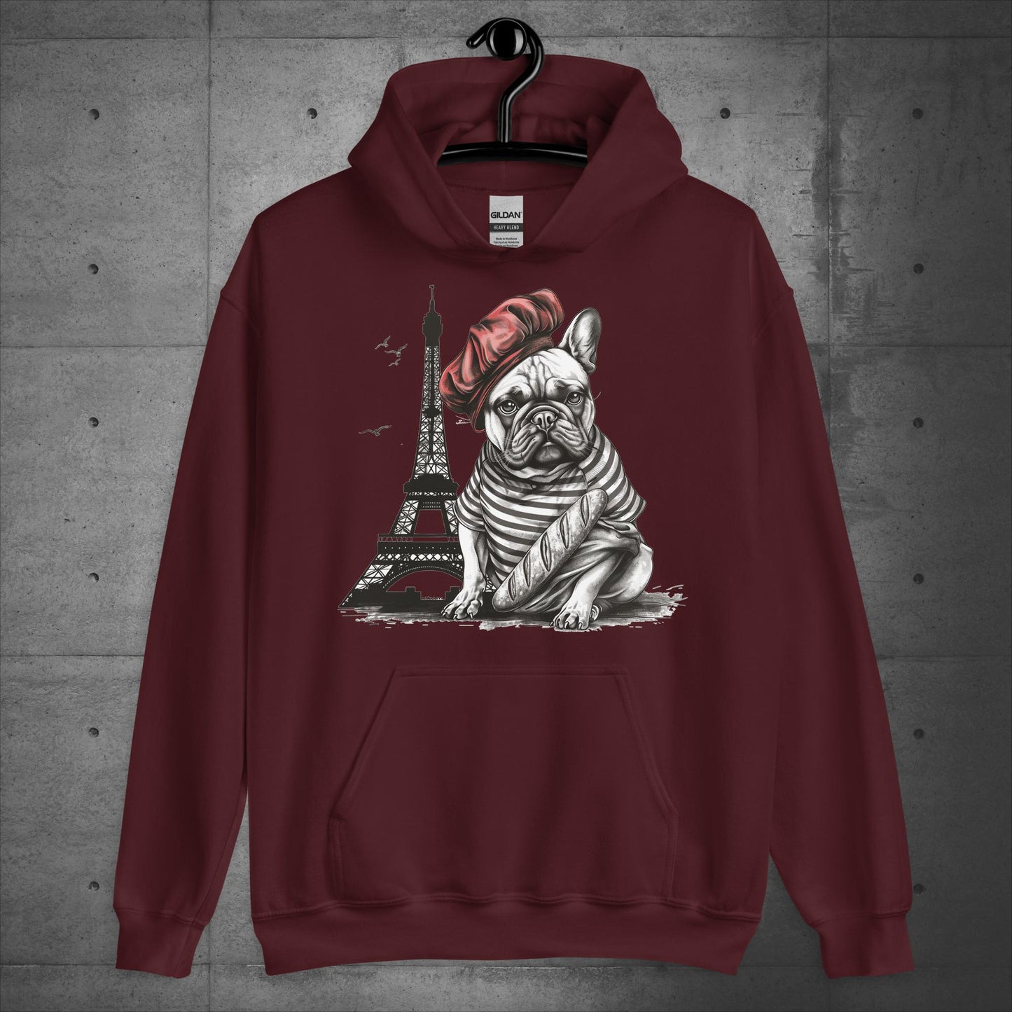 Unisex Frenchie at the Eiffel Tower Hoodie - Frenchie Emporium