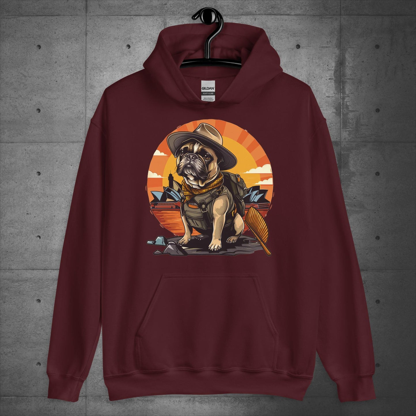 Explorer Frenchie Down Under - Unisex Hoodie - Frenchie Emporium
