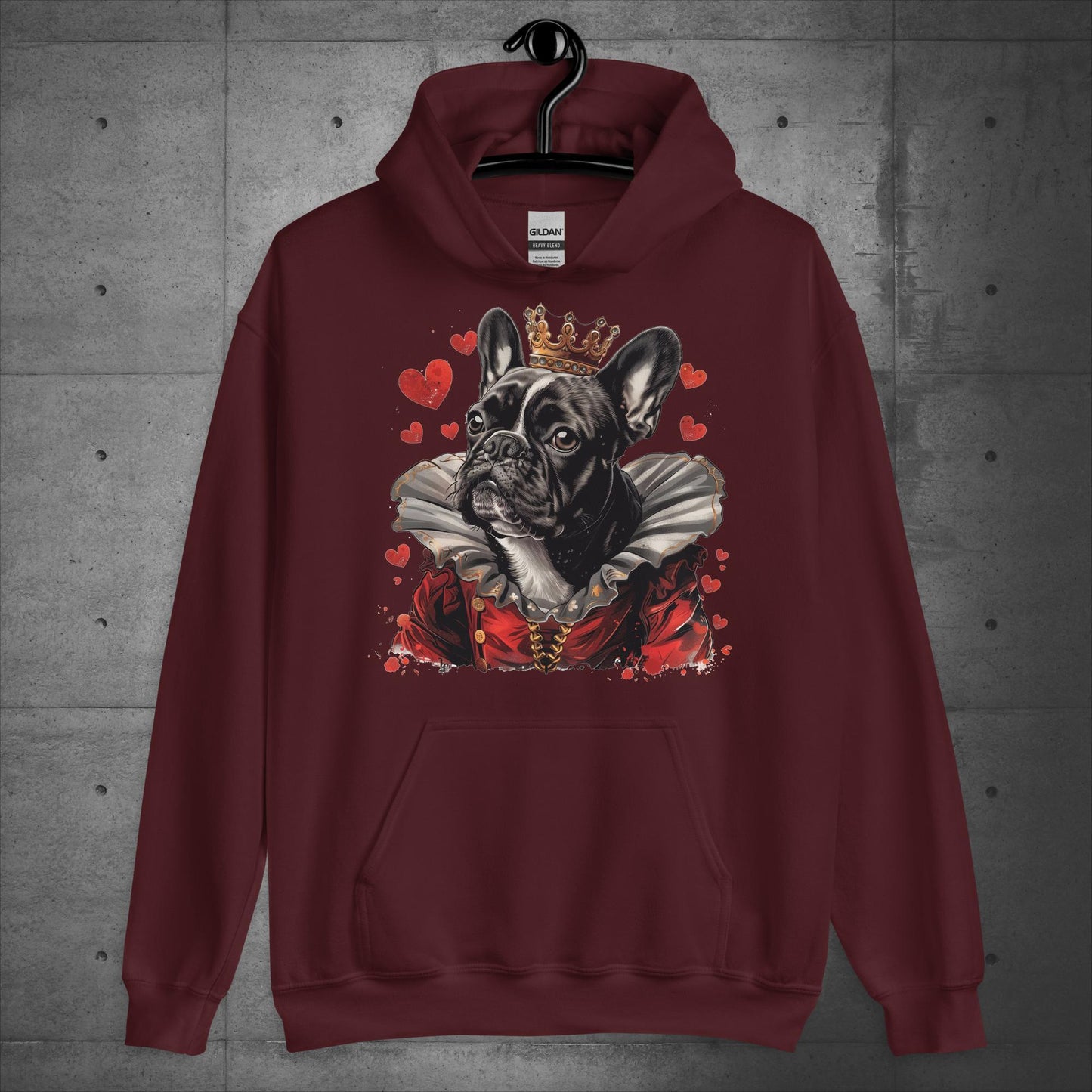 Queen of Hearts Frenchie Alice in Wonderland- Unisex Hoodie - Frenchie Emporium