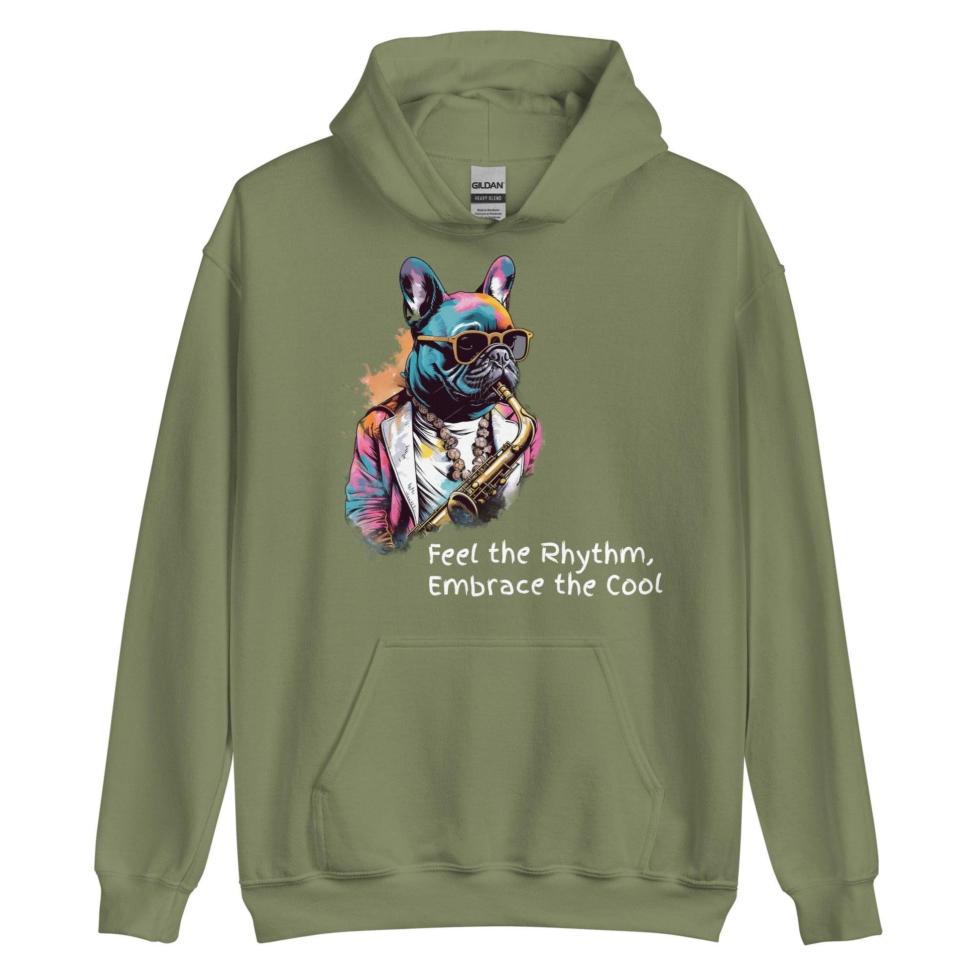 Jazzy Frenchie Saxophonist Unisex Hoodie - Frenchie Emporium