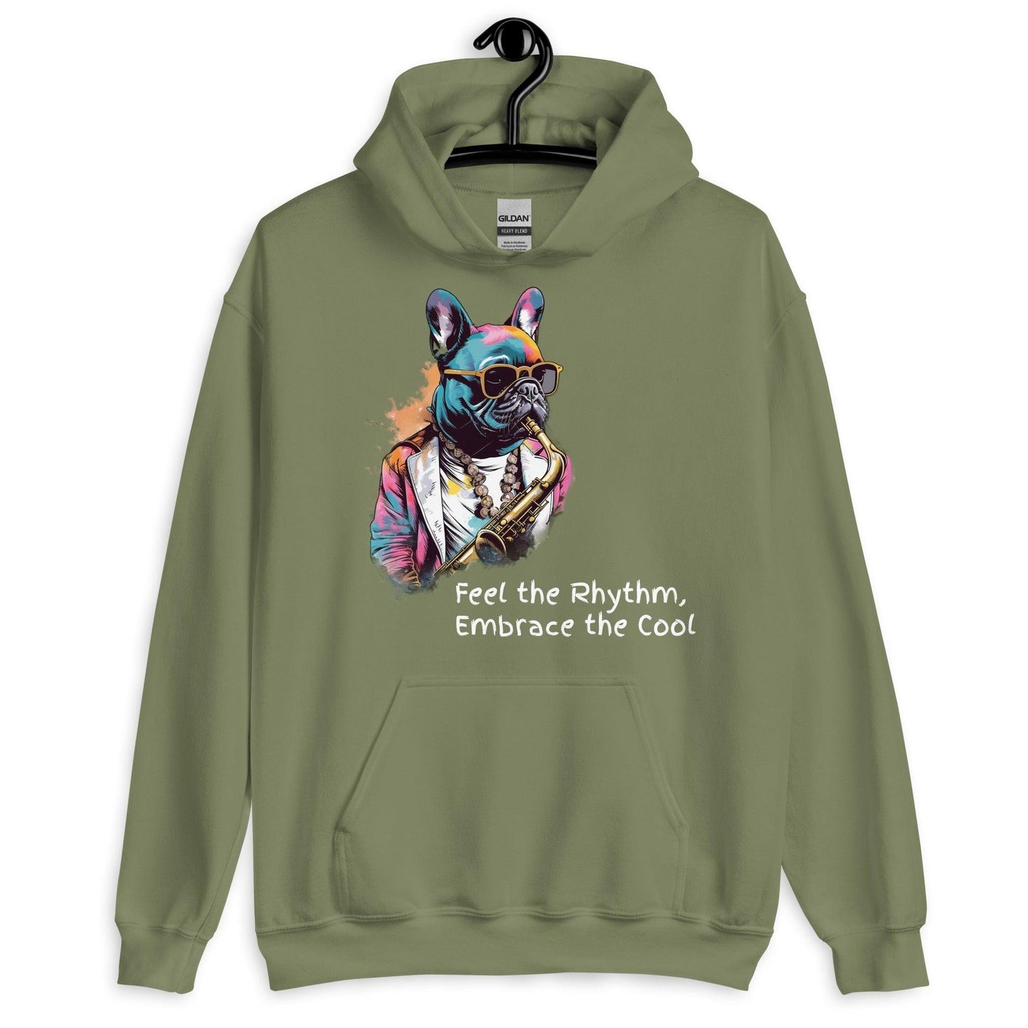 Jazzy Frenchie Saxophonist Unisex Hoodie - Frenchie Emporium