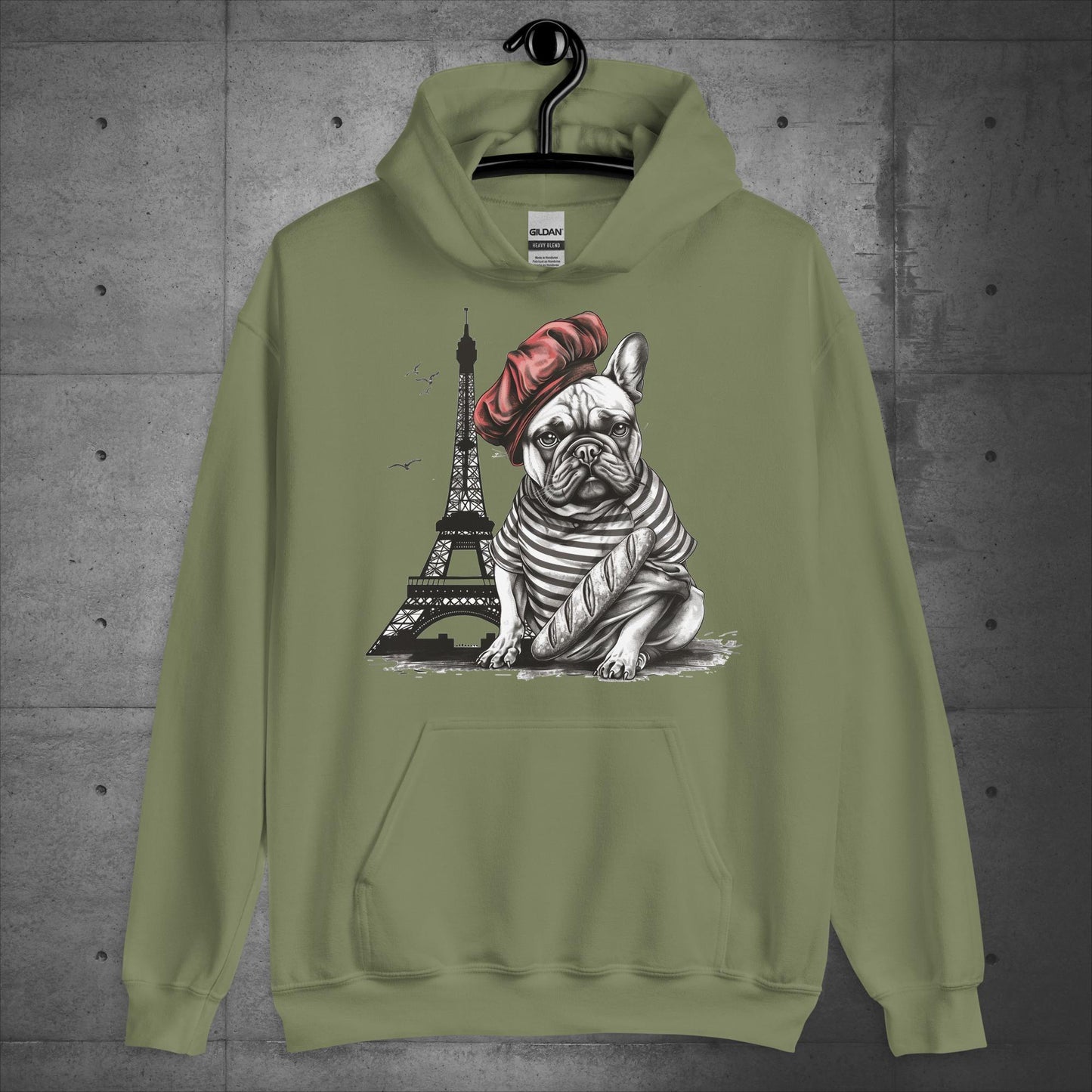 Unisex Frenchie at the Eiffel Tower Hoodie - Frenchie Emporium
