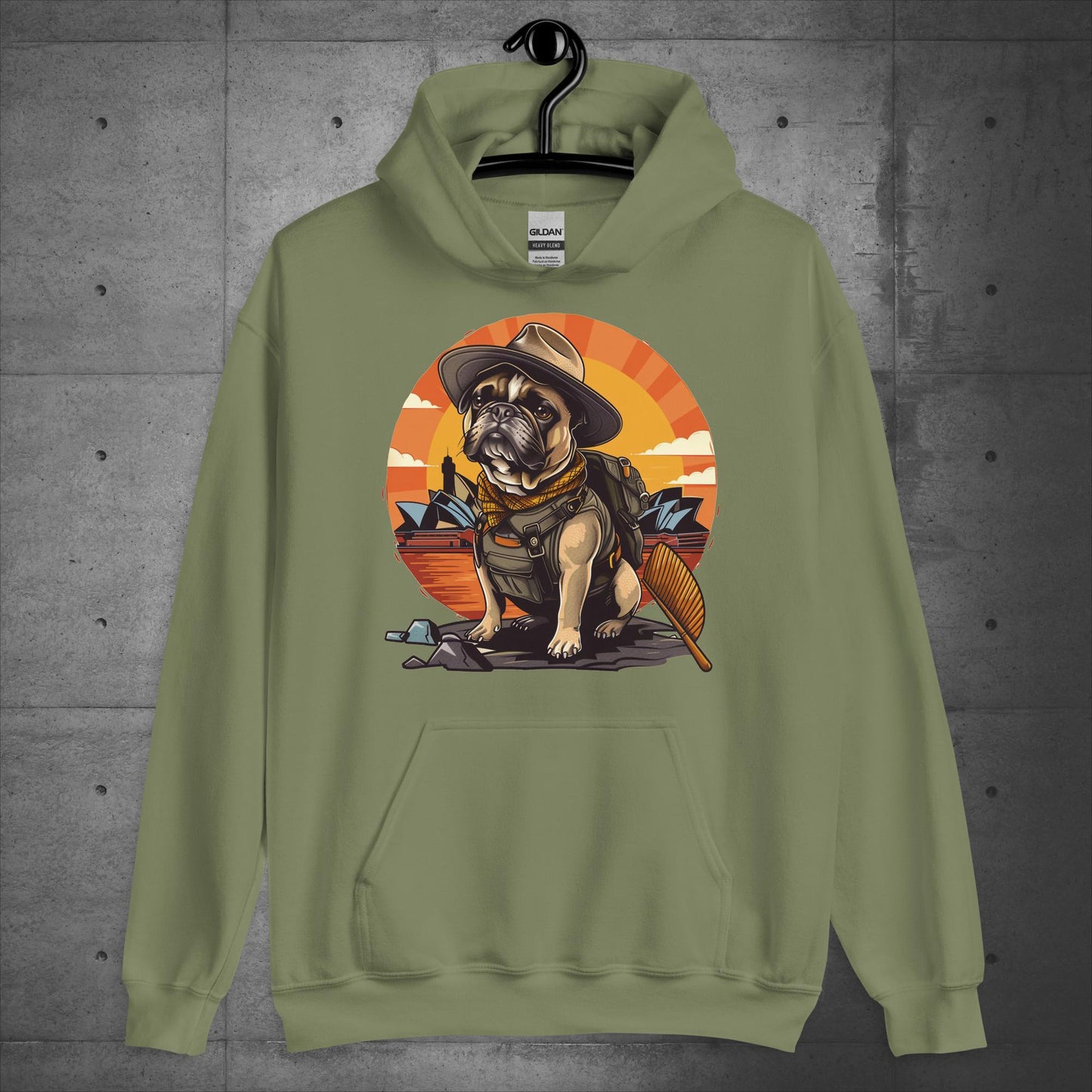 Explorer Frenchie Down Under - Unisex Hoodie - Frenchie Emporium