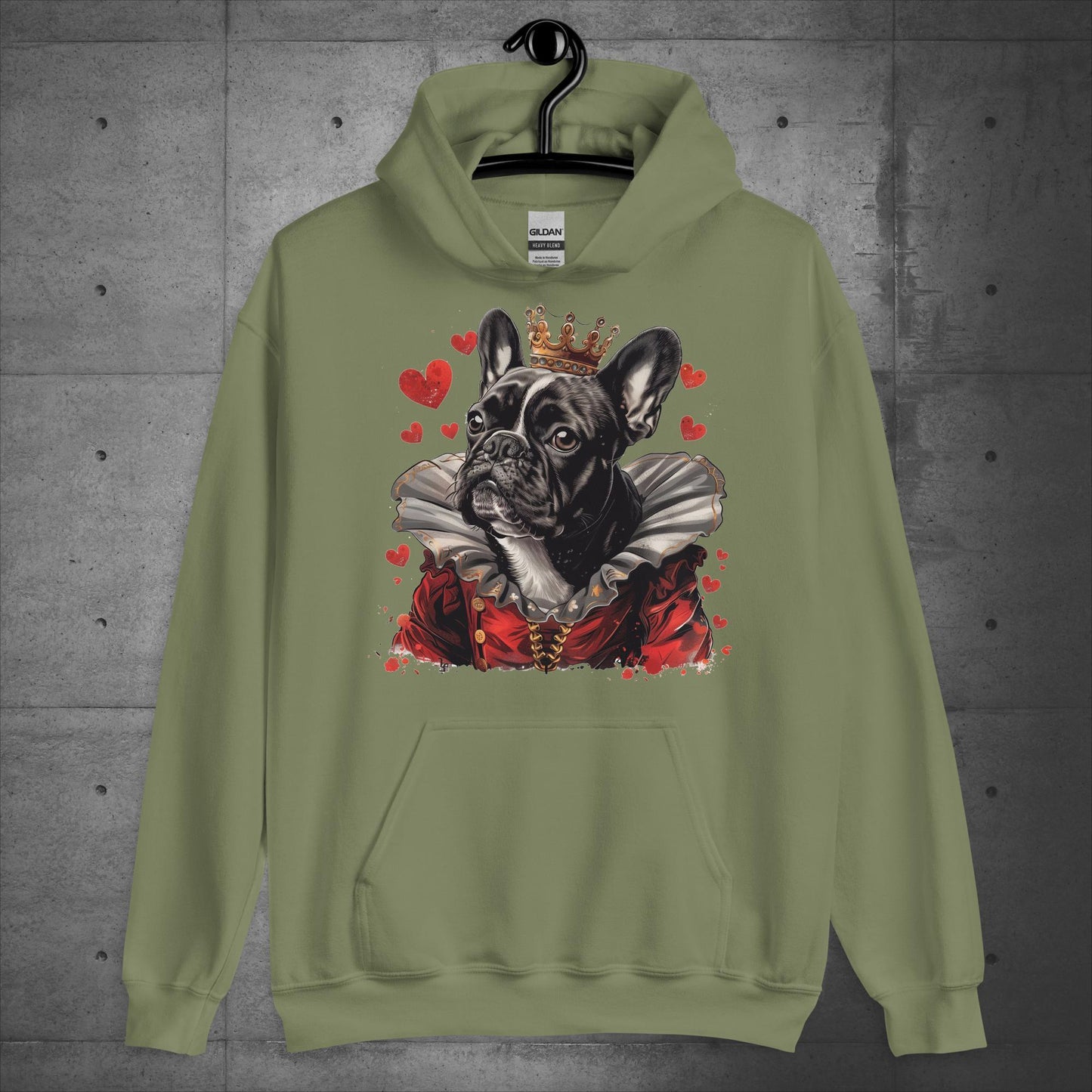 Queen of Hearts Frenchie Alice in Wonderland- Unisex Hoodie - Frenchie Emporium