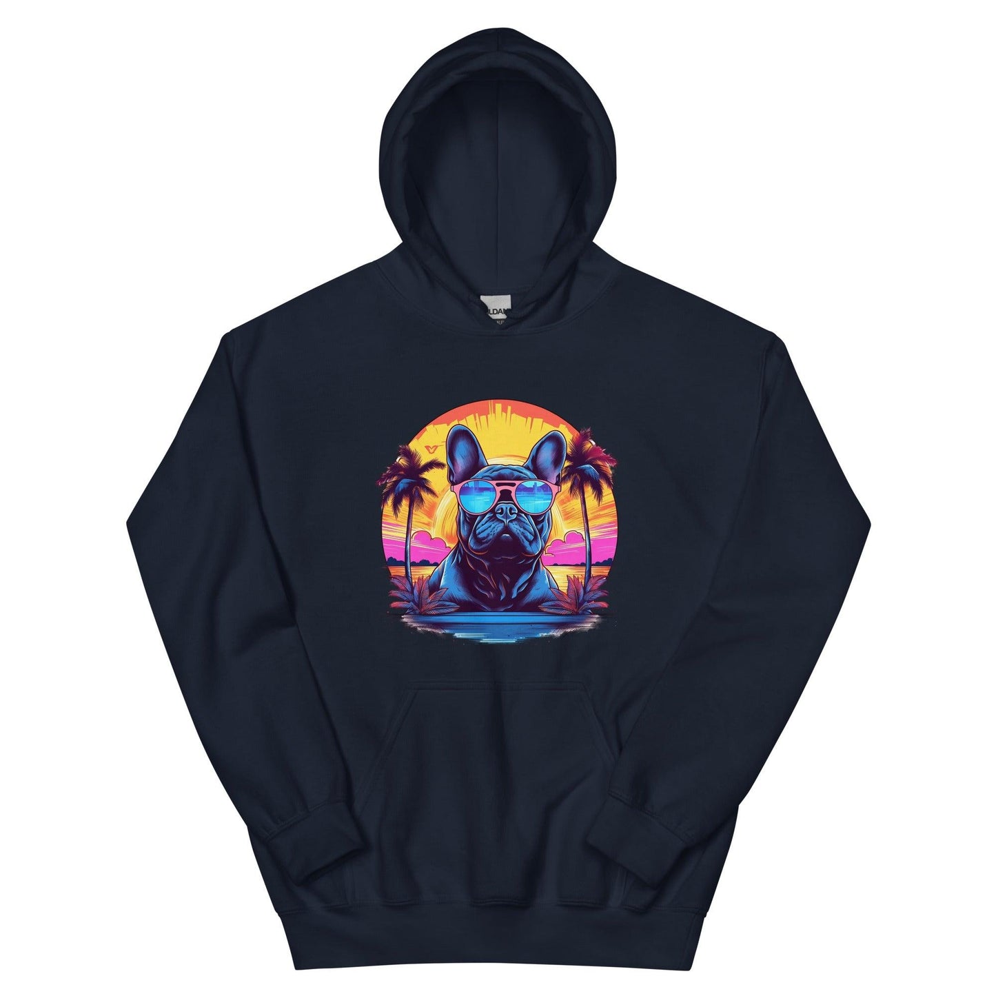 French Bulldog "Neon Sunset Serenity" - Unisex Hoodie - Frenchie Emporium